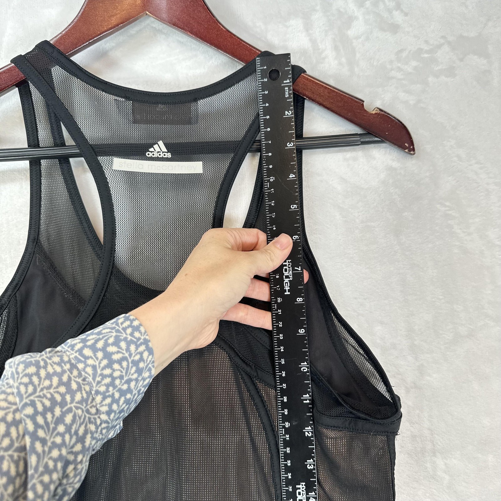 Adidas Stella McCartney Dress Womens M Black Mesh Tank Sheer Racerback Layered