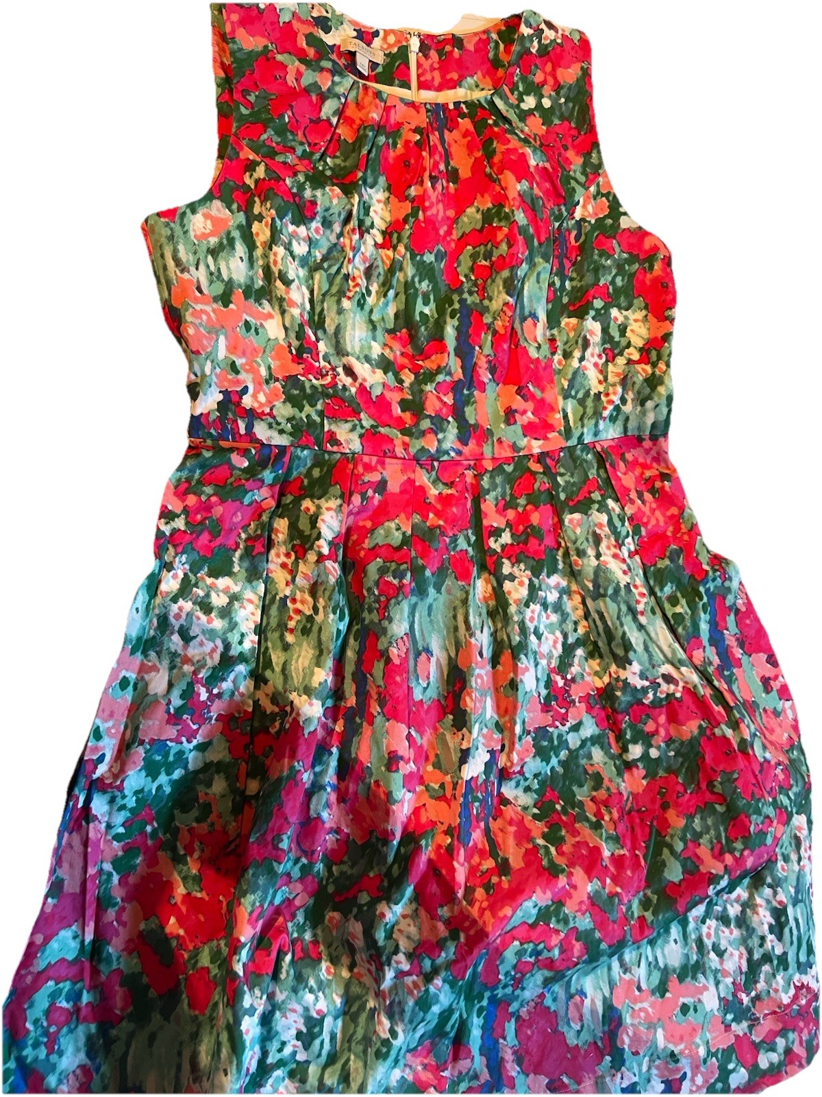 Talbots Sleeveless Dress 14P Watercolor Floral Pink Green Perfect Summer Dress