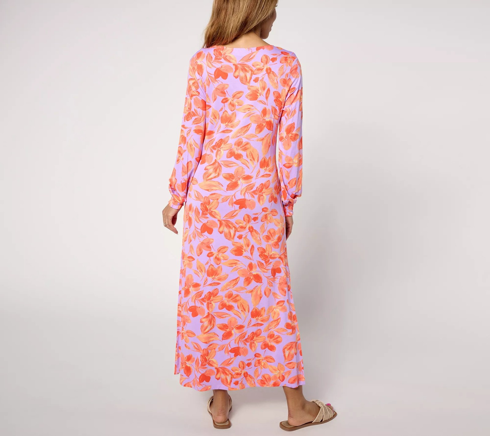 Belle by Kim Gravel Regular Rayon Spandex Blushing Blooms Maxi Dress Dewberry 5X