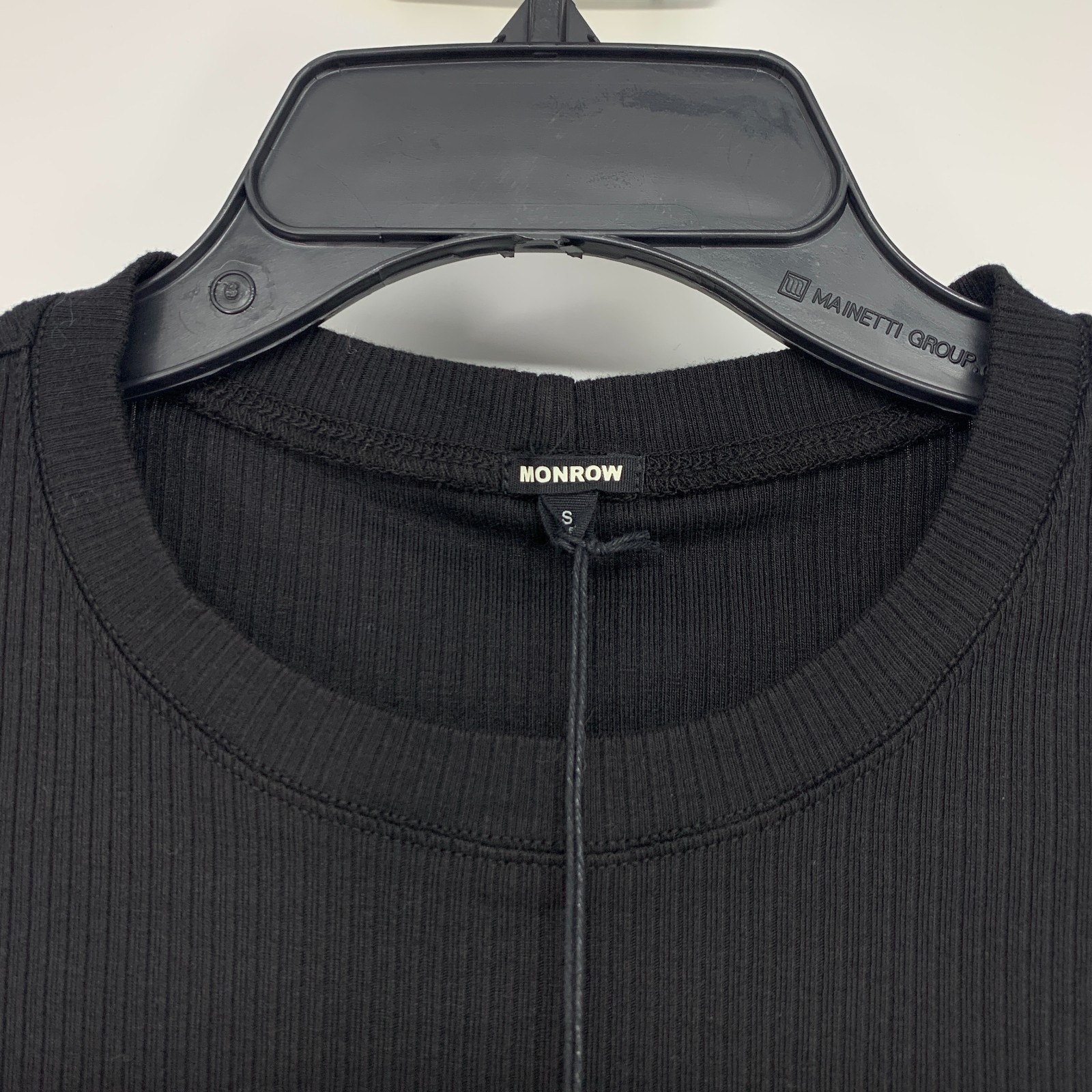 Monrow Dress Womens Small Black Sleeveless Ruched Shirred Mini Modal Rib Knit