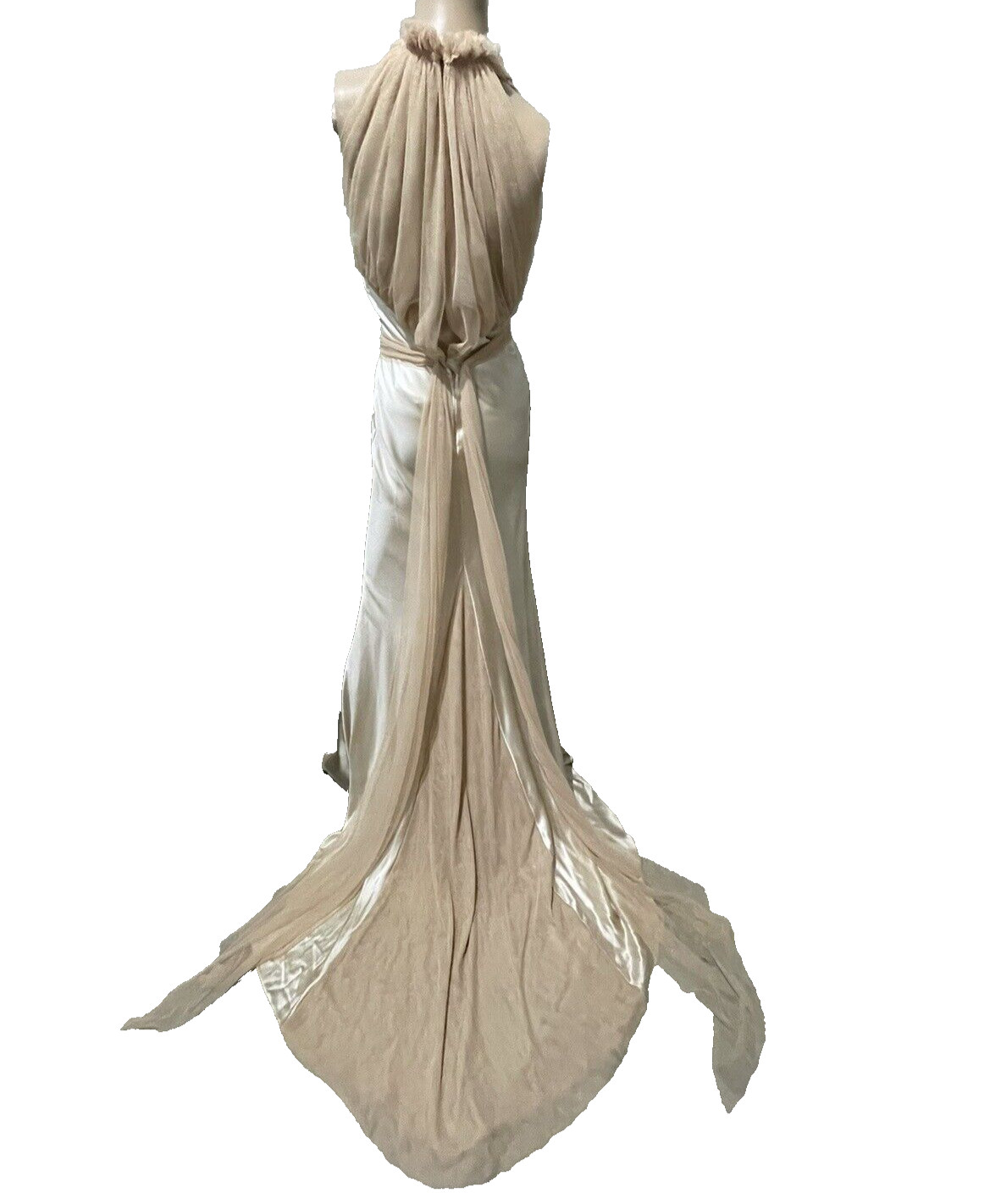 VERA WANG Champagne Halter Long Wedding Gown Evening Bridal Dress EU 42 / US 8
