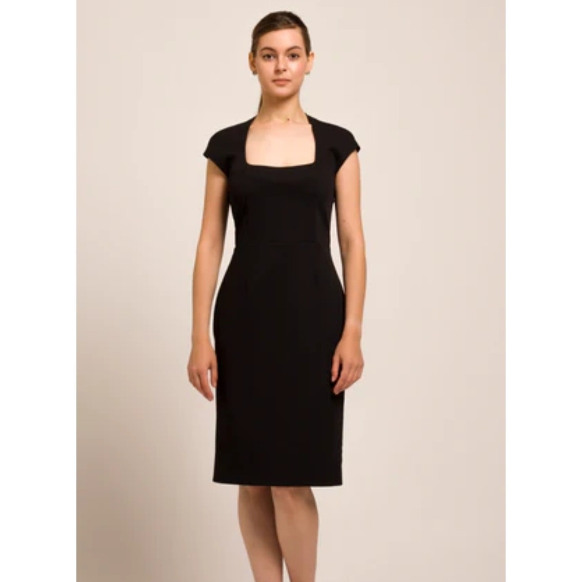 Banana Republic Black Cotton Cap Sleeve Sheath Dress Mad Men Classic Petite 10P