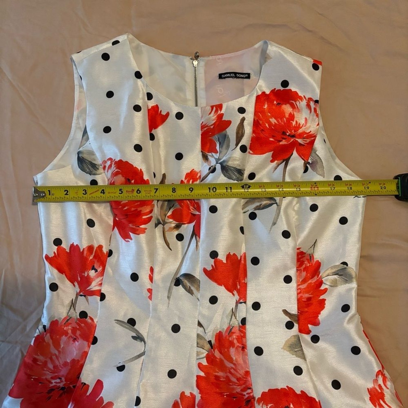 Samuel Dong Floral Polka Dot Fit & Flare Dress Size M Bold Statement Look