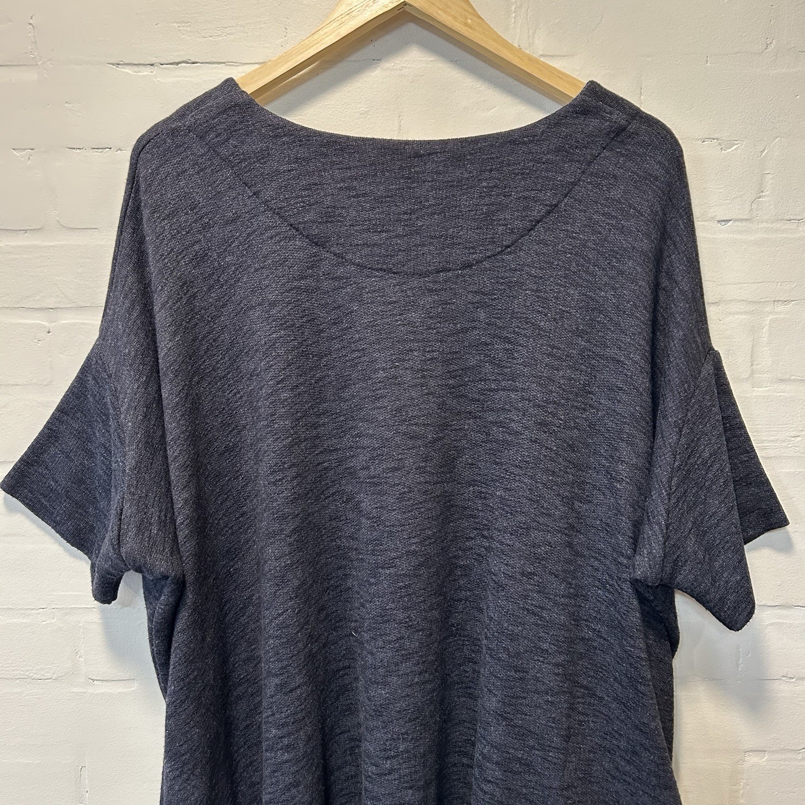 GERSHON BRAM Charcoal Gray Cocoon Tunic Dress Lagenlook Modernist Slow Fashion M