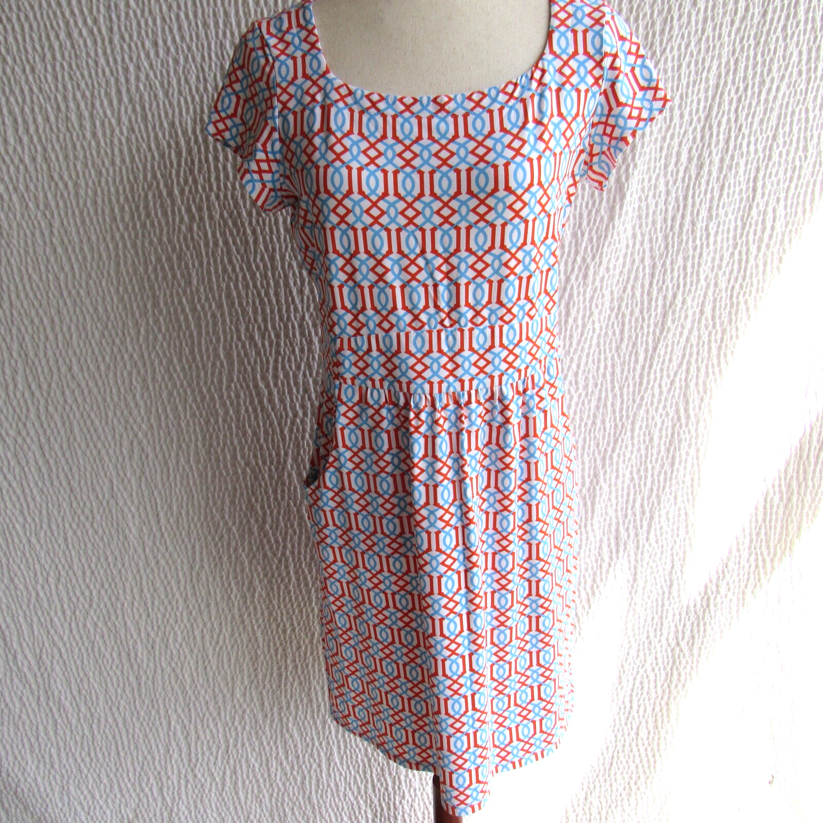J. McLaughlin Dress M 2 Bundle Blue Green Short Slv Pockets Catalina Cloth