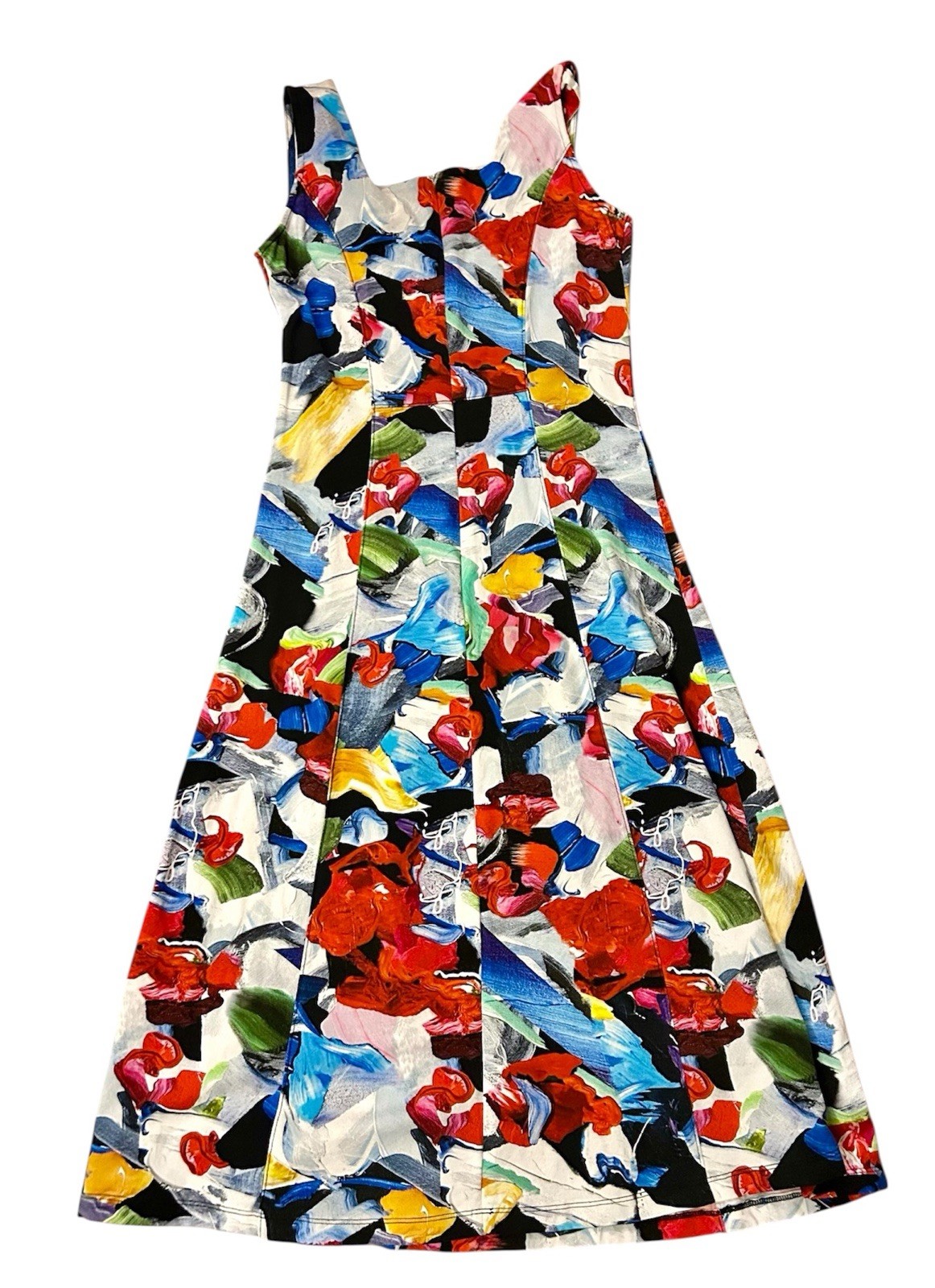 Art Simply by Dolcezza Multicolor Sleeveless Shift Midi Dress Small Art To Wear