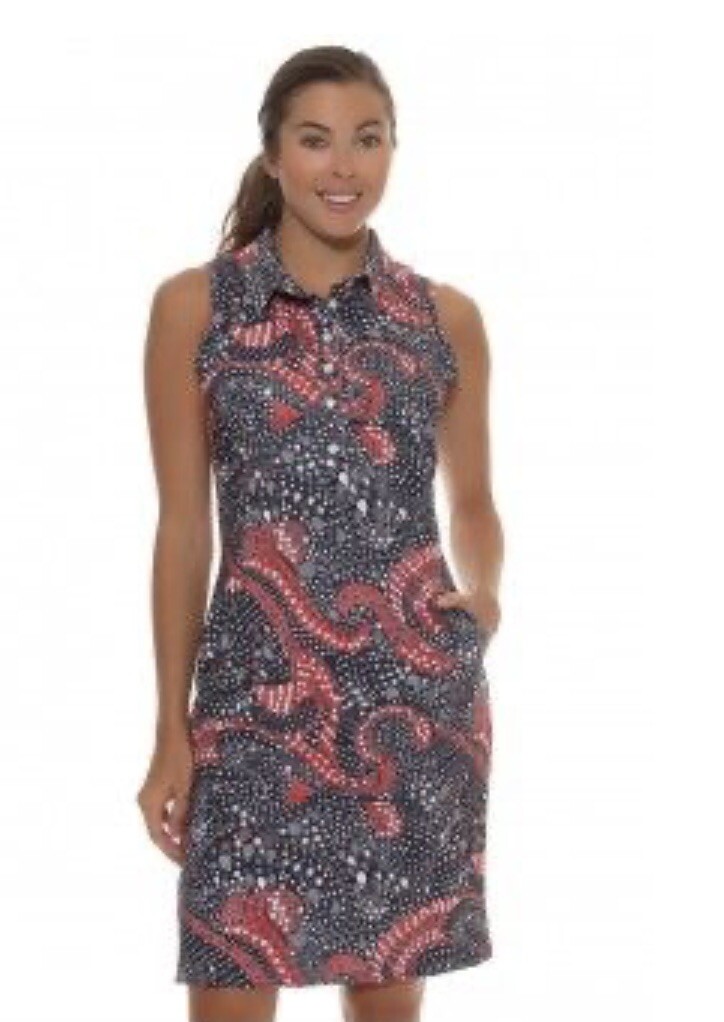 TEE 2 SEA Golf Dress xs Blue Red. SPF 50+