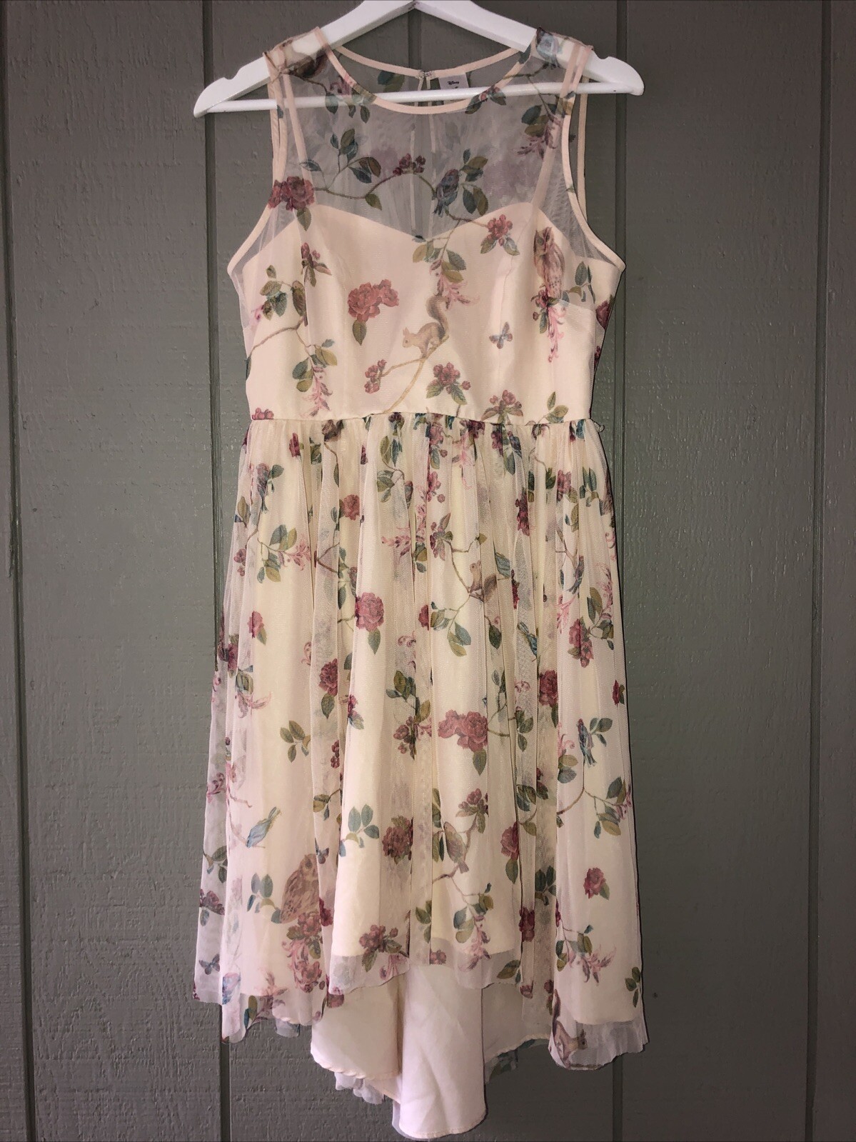 Disney Lauren Conrad 4 Snow White Dress Peach Tulle Floral Squirrel Owl Birds