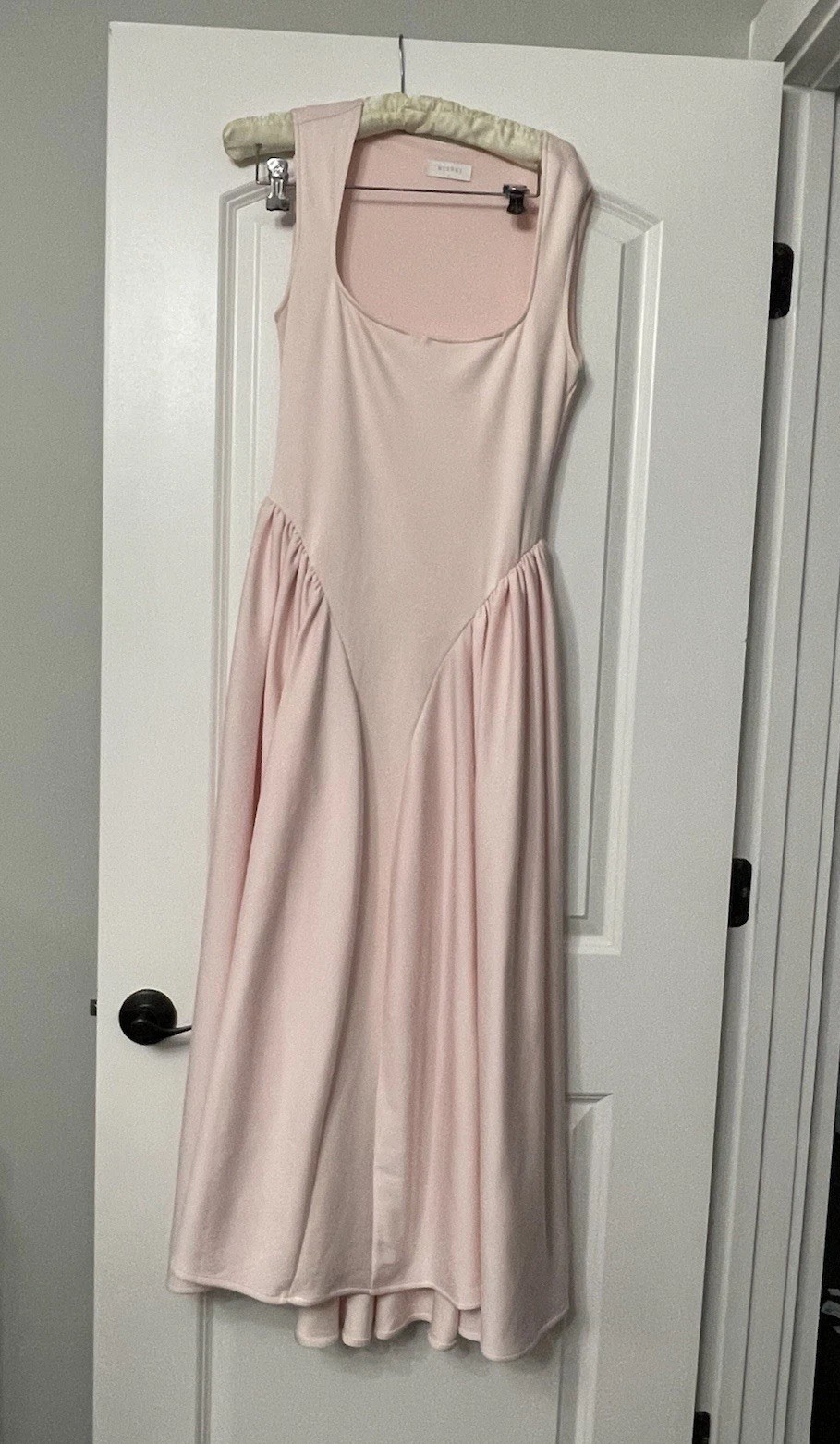 Cottagecore Meshki Sharon Scuba Jersey Midi Dress Ballet Pink Sz M Fairycore