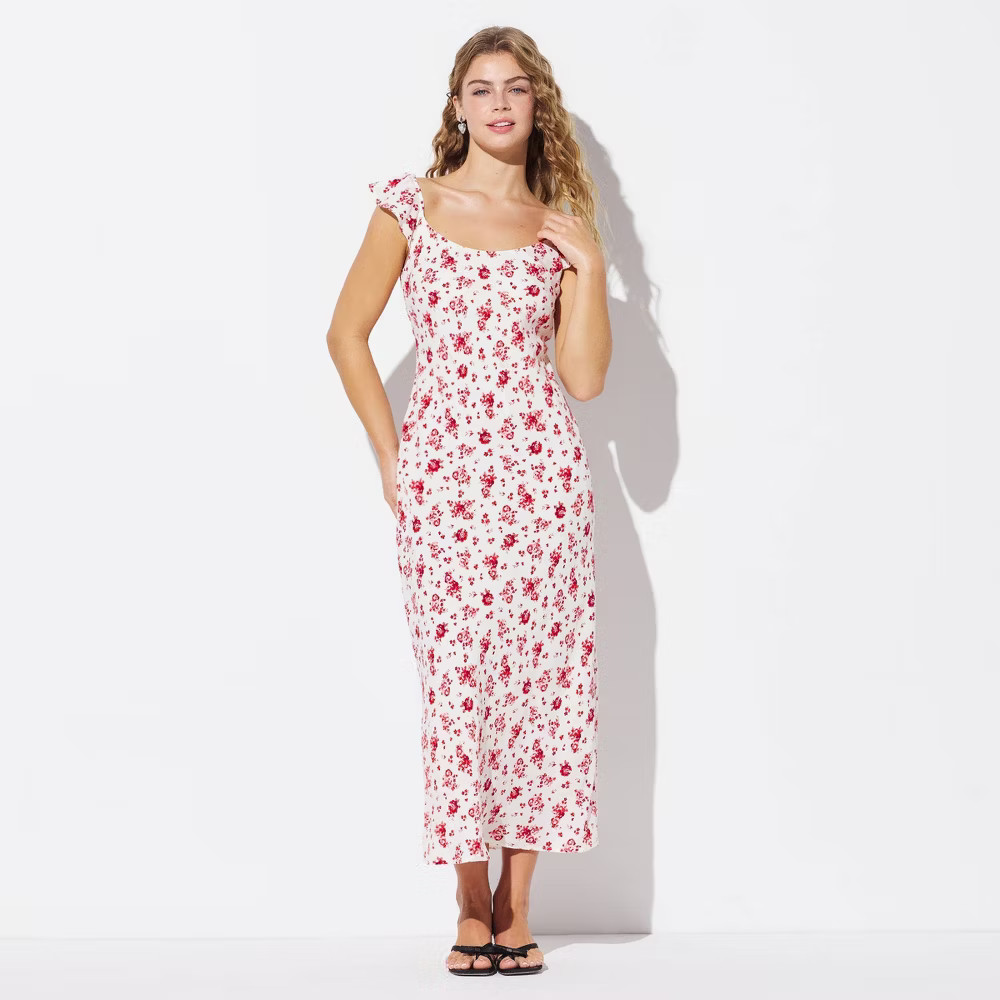 Women Flutter Cap Sleeve Tie Back Maxi Slip Dress – Wild Fable