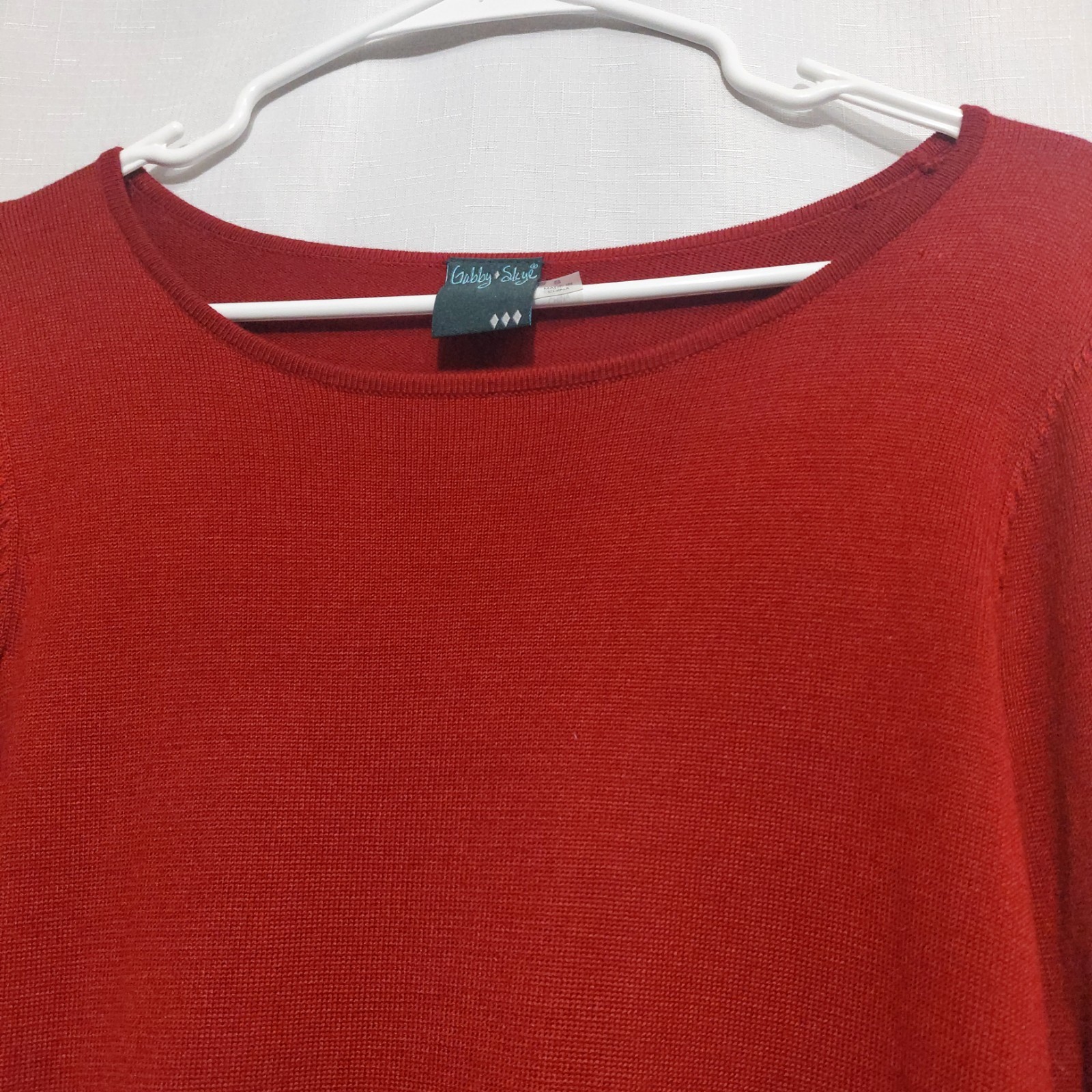Gabby Skye Womens Small Knit Sweater Dress A Line Long Ruffle Sleeves Deep Red