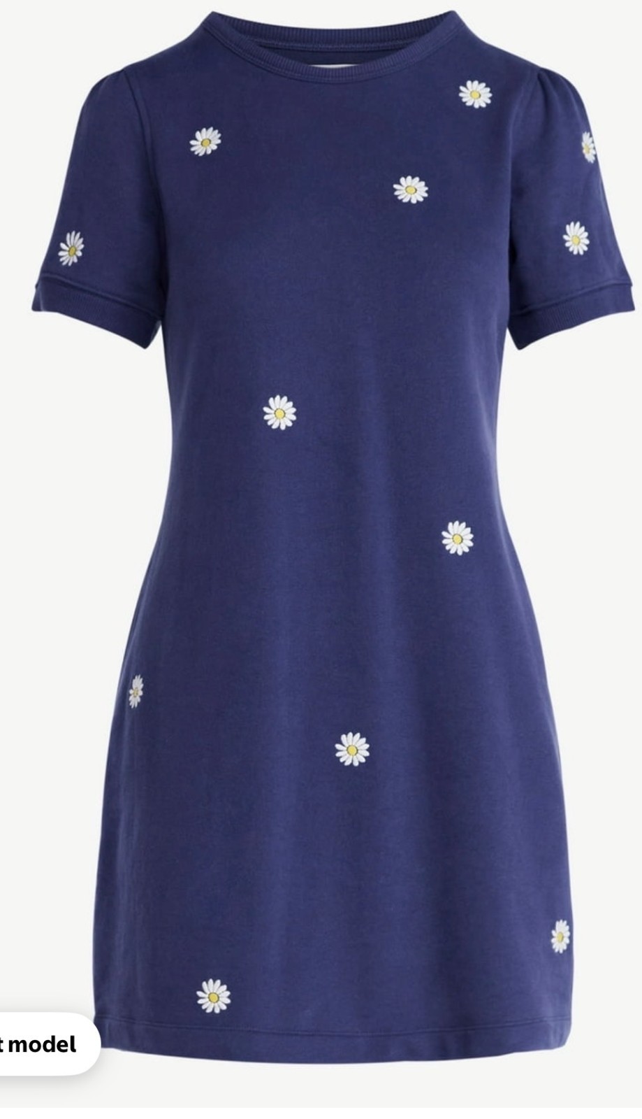 Free Assembly Womens Brushed Terry Dress Blue Daisy Puff Sleeve Comfy 8 10 ~ M