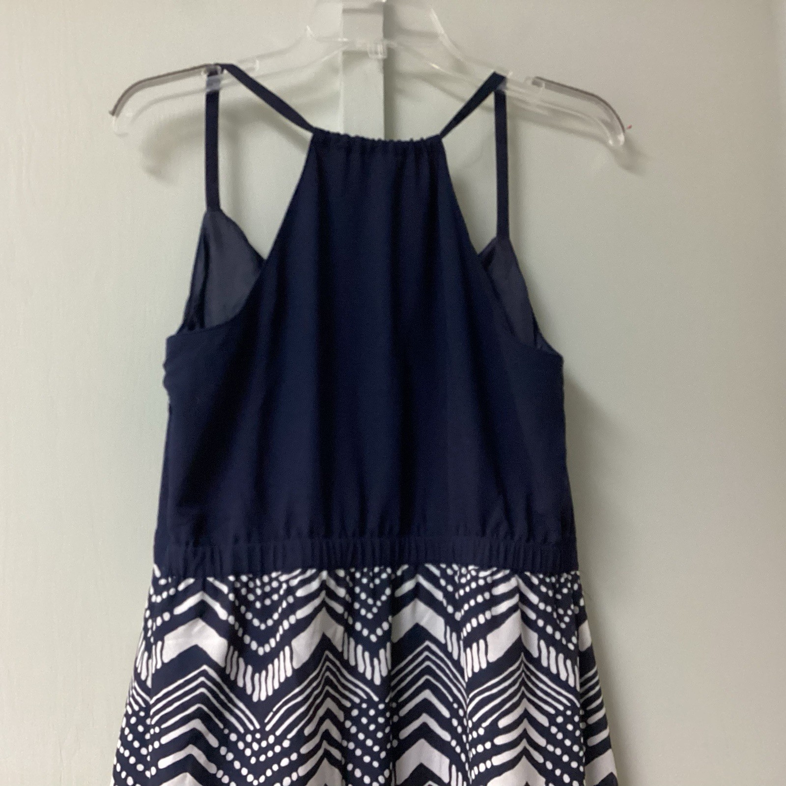 J. Crew Midi Dress Size 10 Petite Halter Polyester Slit Cut Side Zip Navy Lined