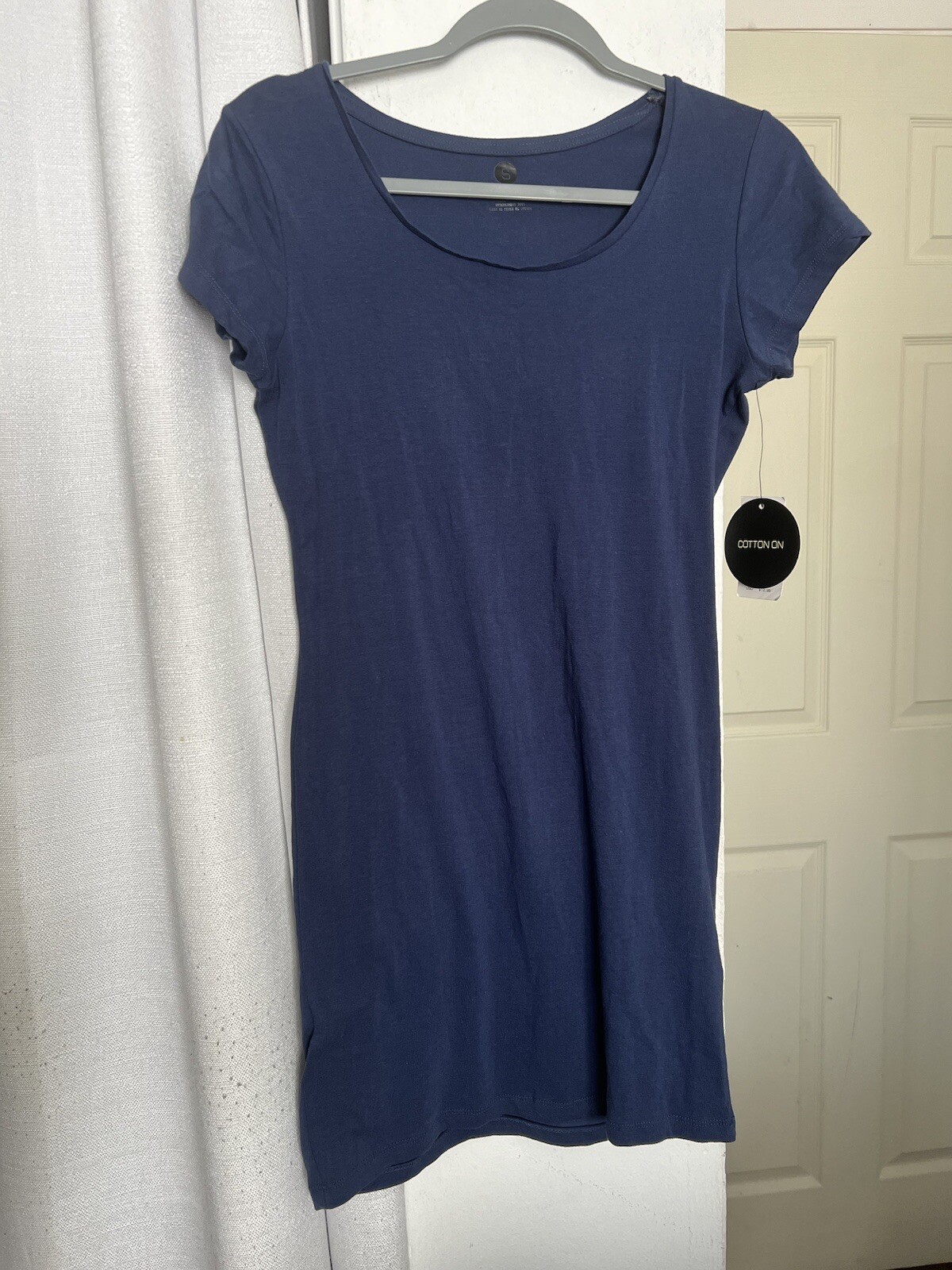 Cotton On Women Size Small Washed Navy Blue Bodycon T-Shirt Dress Short Sleeve