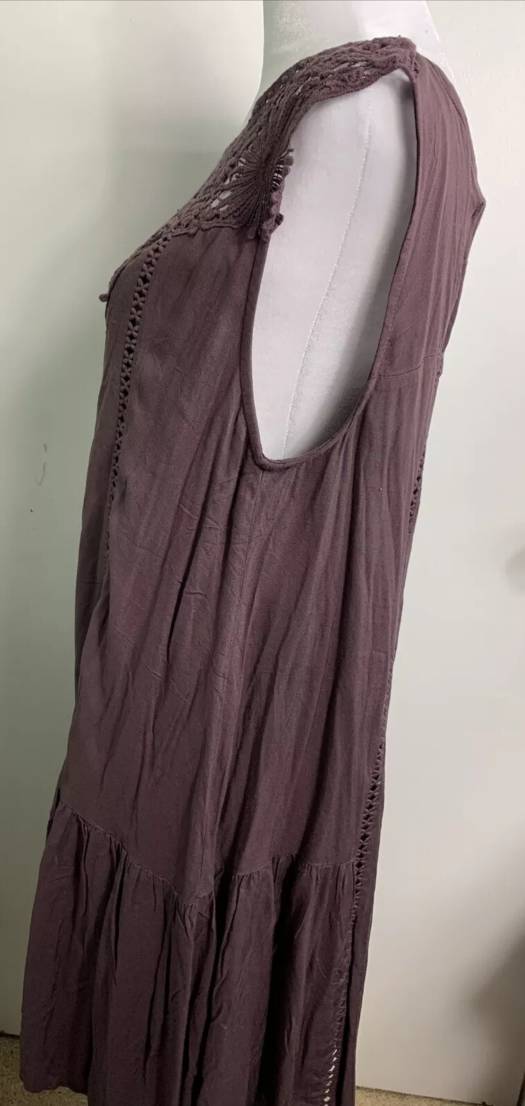 New She + Sky Lined Size L Lined Purple Boho Casual Spring Fairy Dress NWT