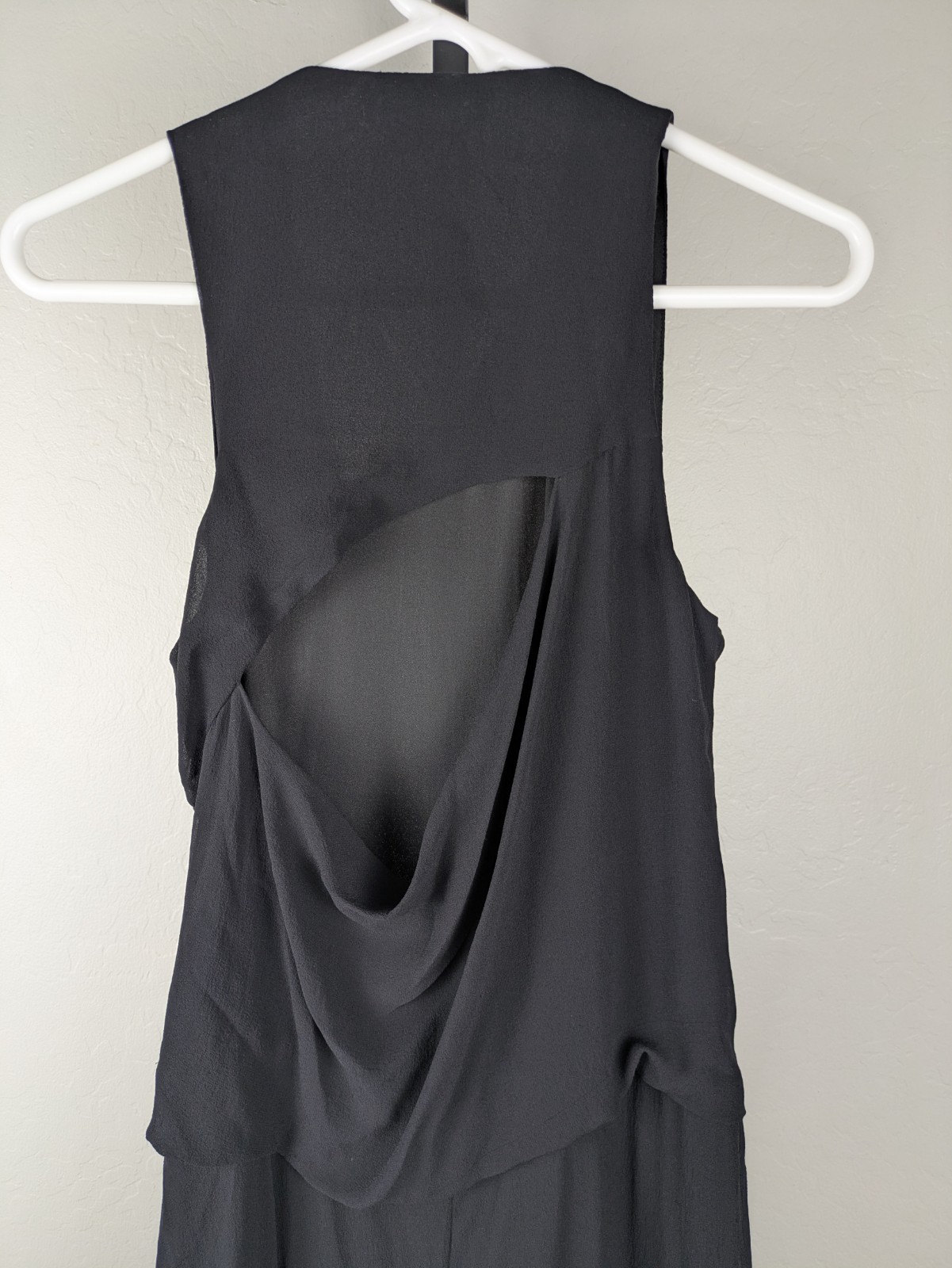 Helmut Lang size 2 black beaded Asymmetric Draped Twist Sleeveless Dress RARE