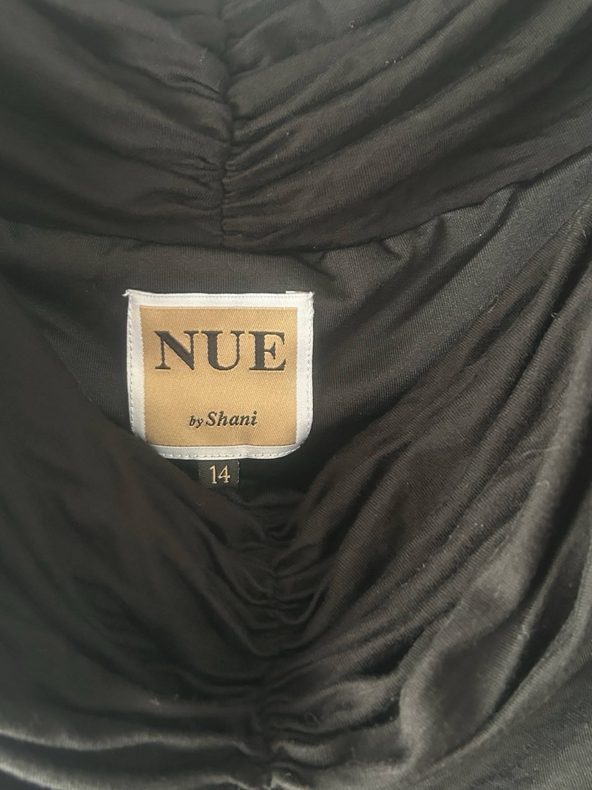 Nue by Shani Rouched Waist Shapewear Dress Size 14 Elegant 3/4 Sleeve Party j409