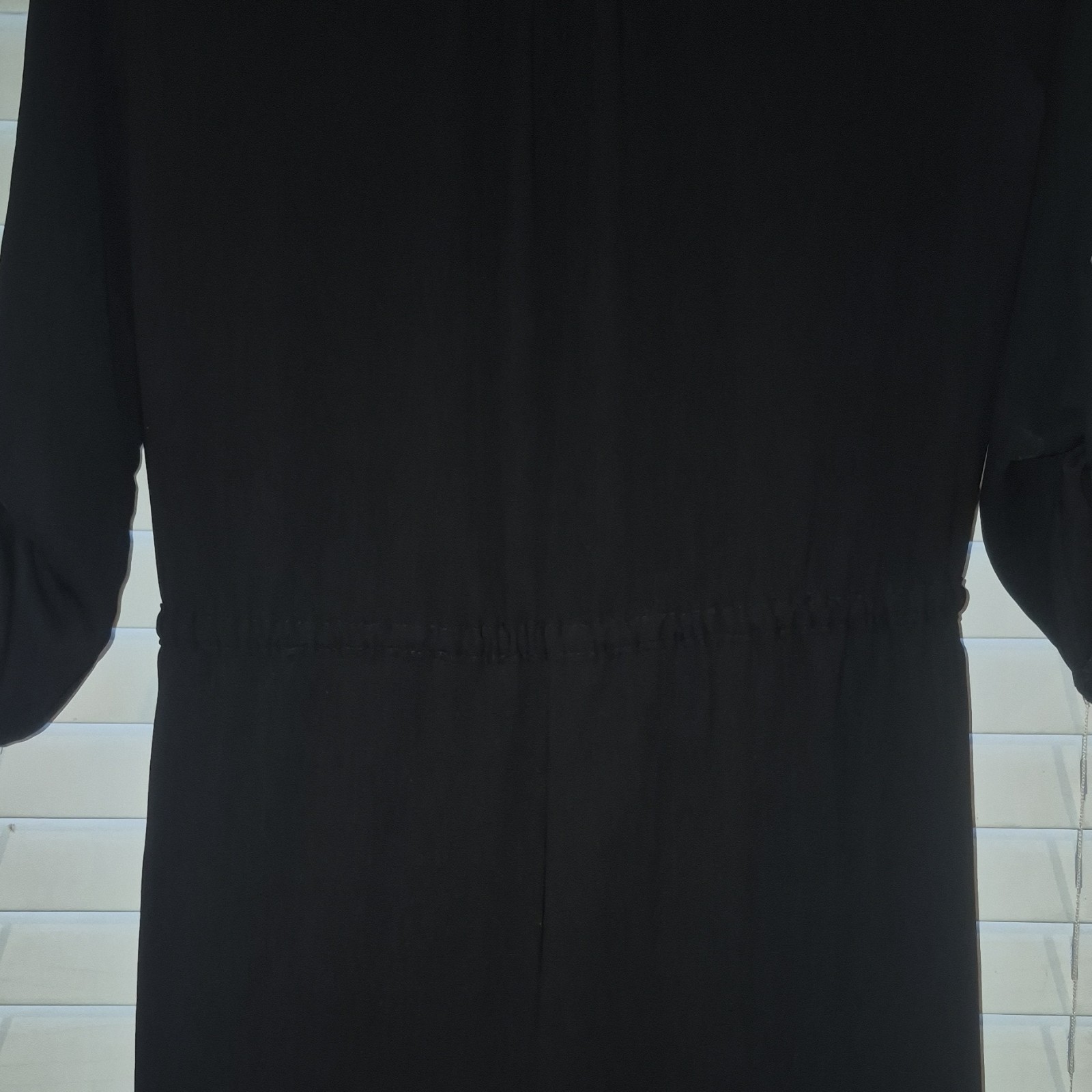 Sienna Sky Black Collared Shirt Dress Button Down Drawstring 3/4 Sleeve M