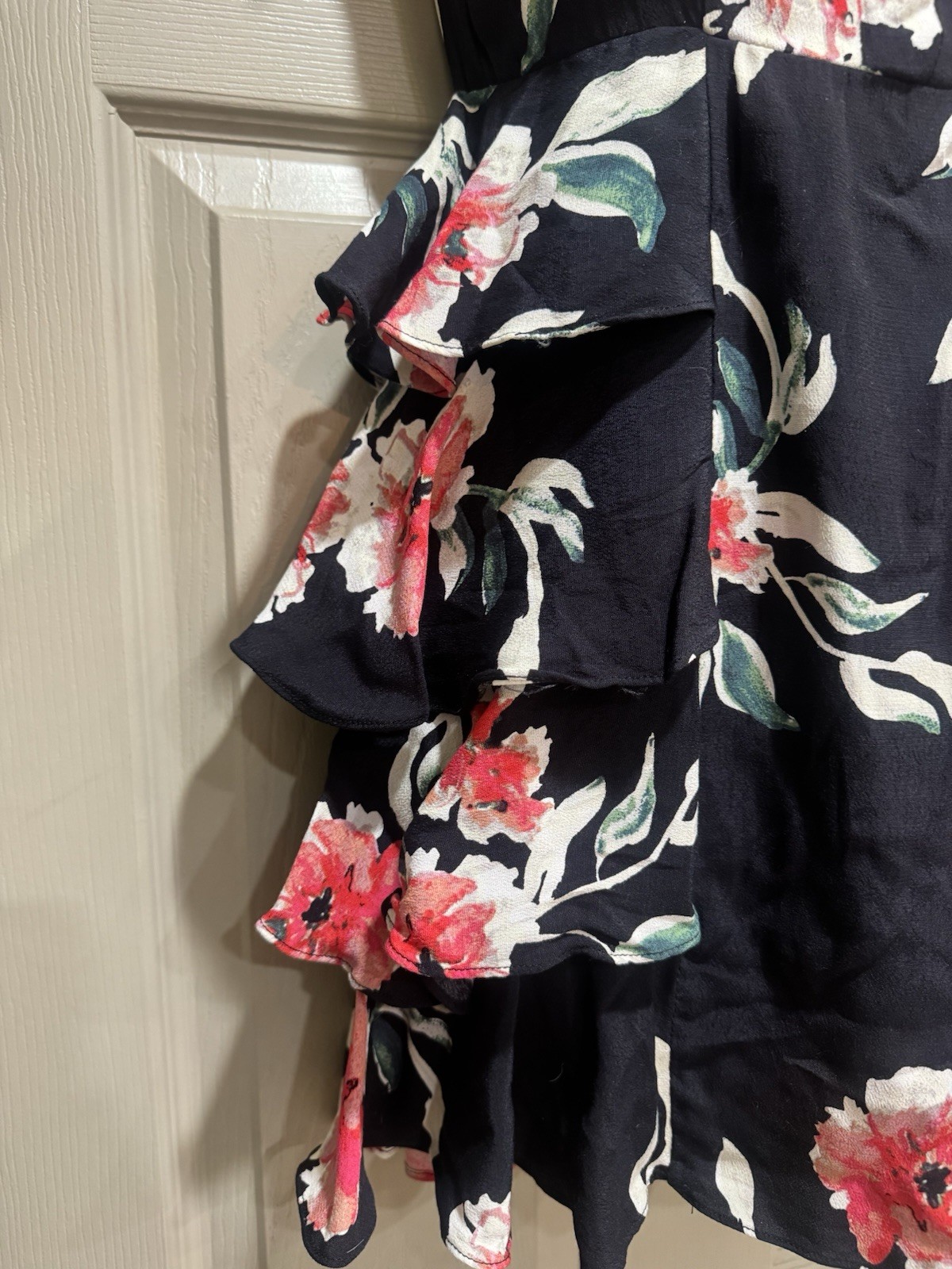 VICI Black Floral Ruffled Mini Dress Sz S Small