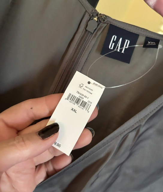GAP Grey Satin Runched Dress XXL NWT