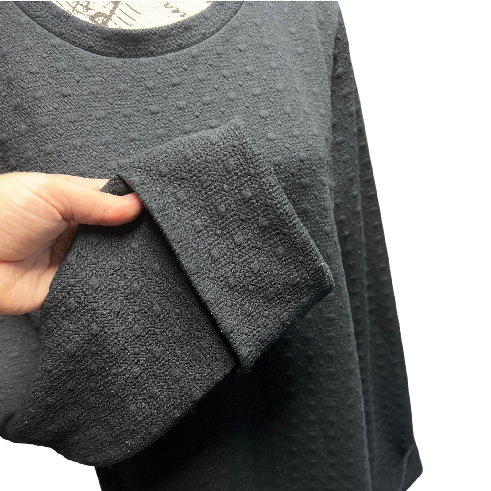 Leith Big Cuff Geo Textured Shift Dress Black Size Large EUC