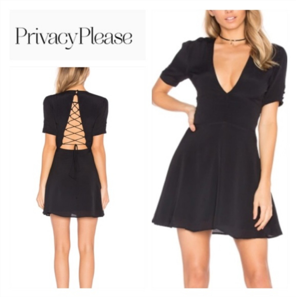 NWT Privacy Please Virginia Black Lace Up Dress Size Medium $168 LBD