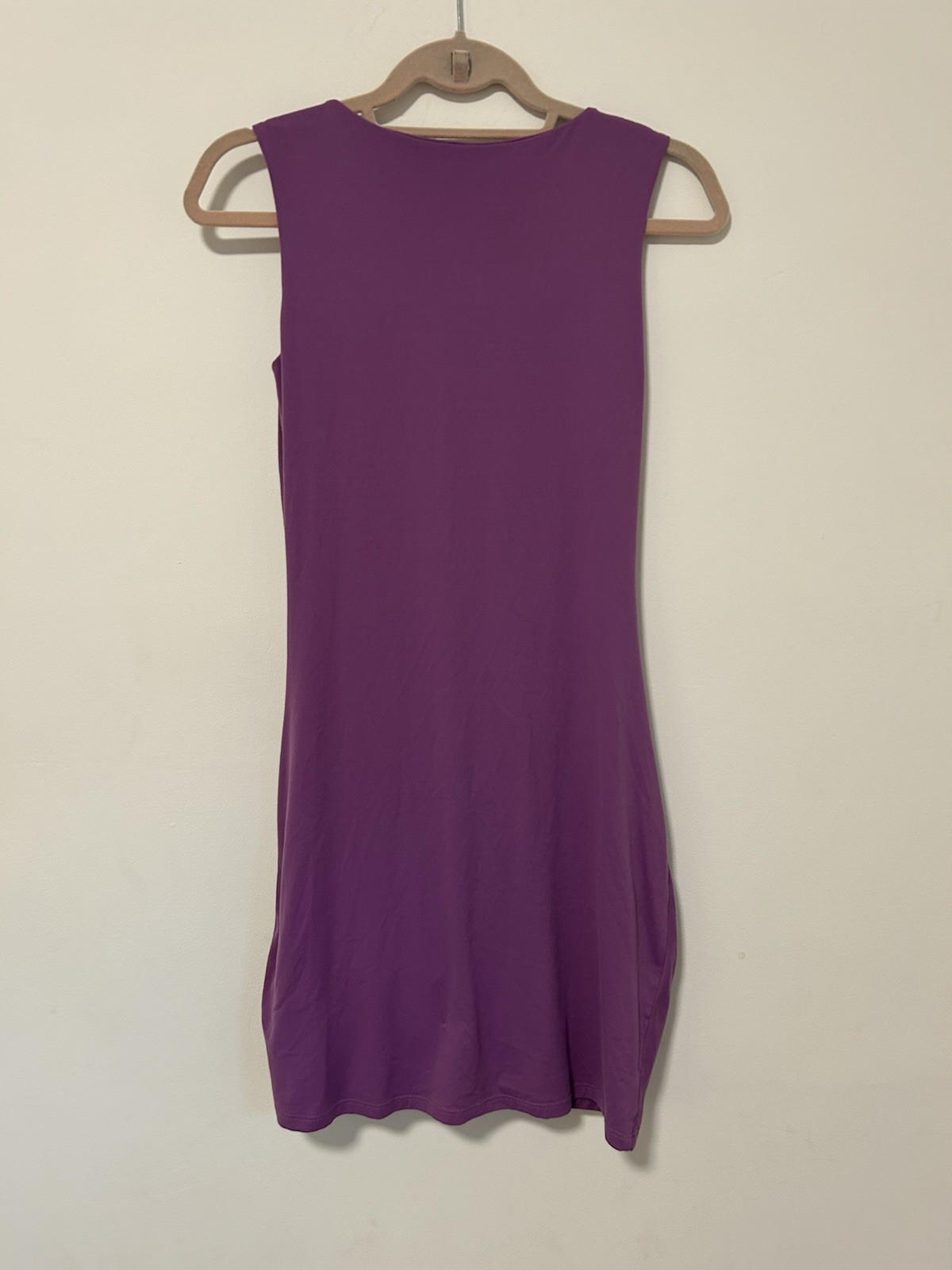 Susana Monaco Purple Solid Sheath Dress S Sleeveless Scoop Neck Ruched Stretch