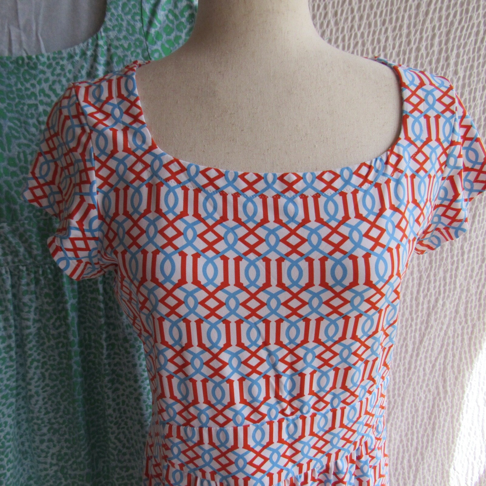 J. McLaughlin Dress M 2 Bundle Blue Green Short Slv Pockets Catalina Cloth