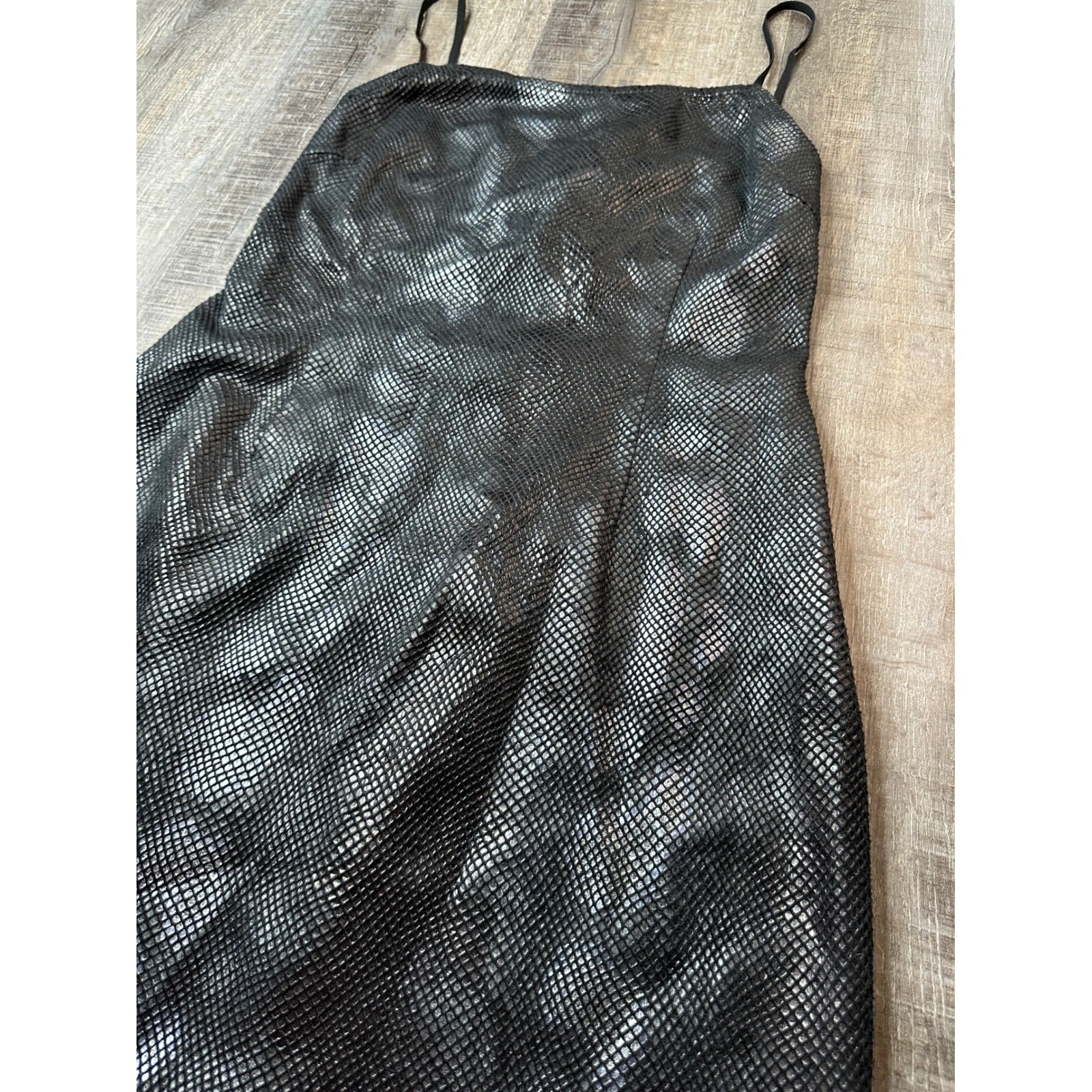 Urban Outfitters Black Snakeskin Metallic Lace Up Back Mini Dress Womens Size M