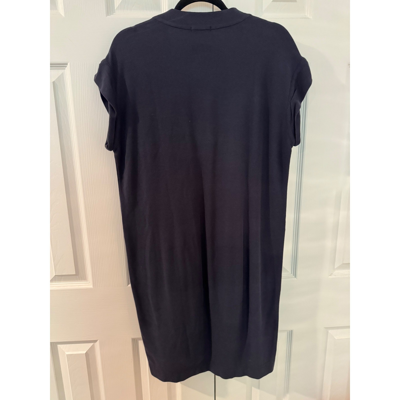 ATM Anthony Thomas Melillo Navy Pima Cotton V-Neck Pocket T-Shirt Dress XS