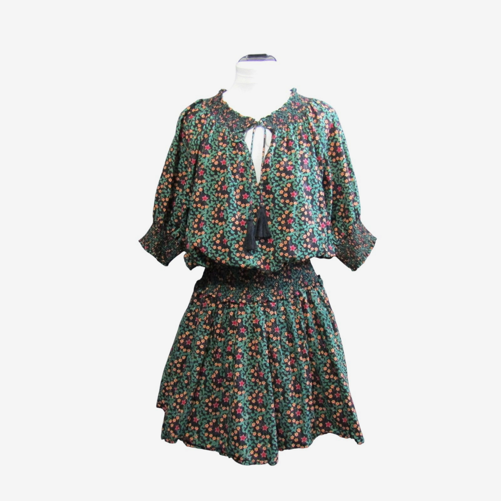 Roller Rabbit Anthropologie Fiorella Mini Dress L Celestial Black Stars Moons