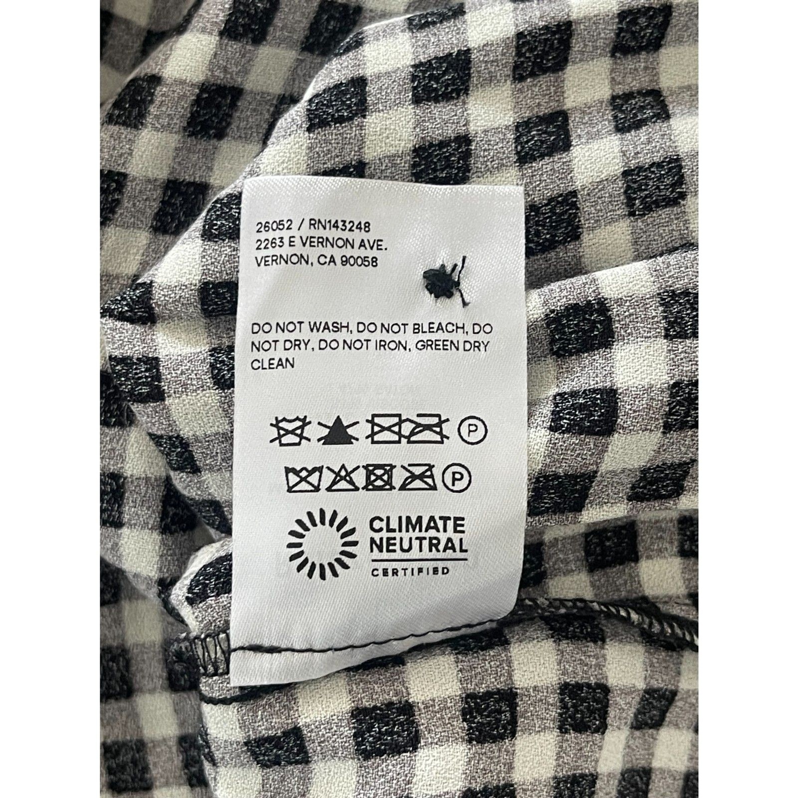 Reformation Gingham Puff Sleeve Mini Dress Black White Check Small S