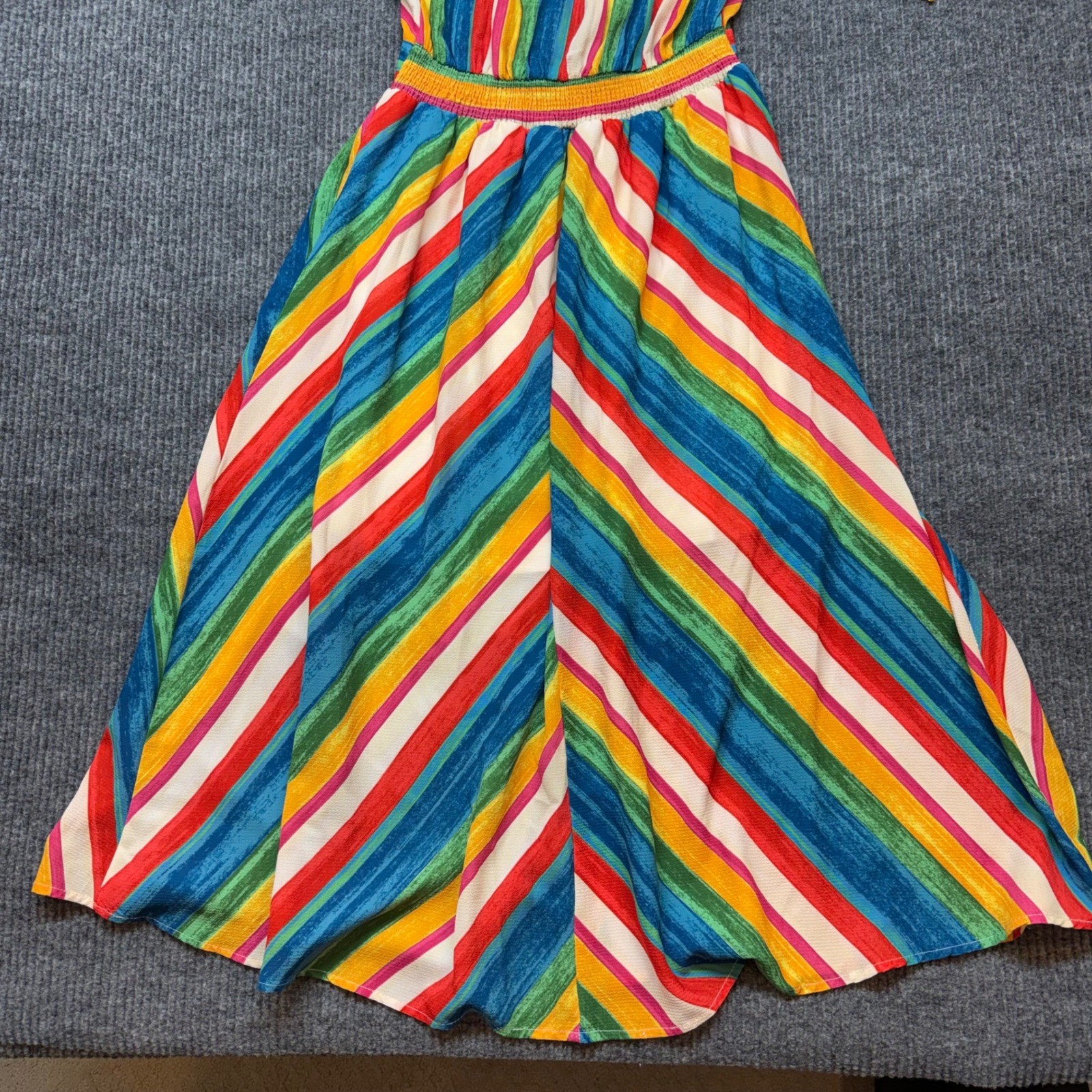 Rainbow Stripe Halter Dress Small Flying Tomato Boho Multicolor Summer Beachy