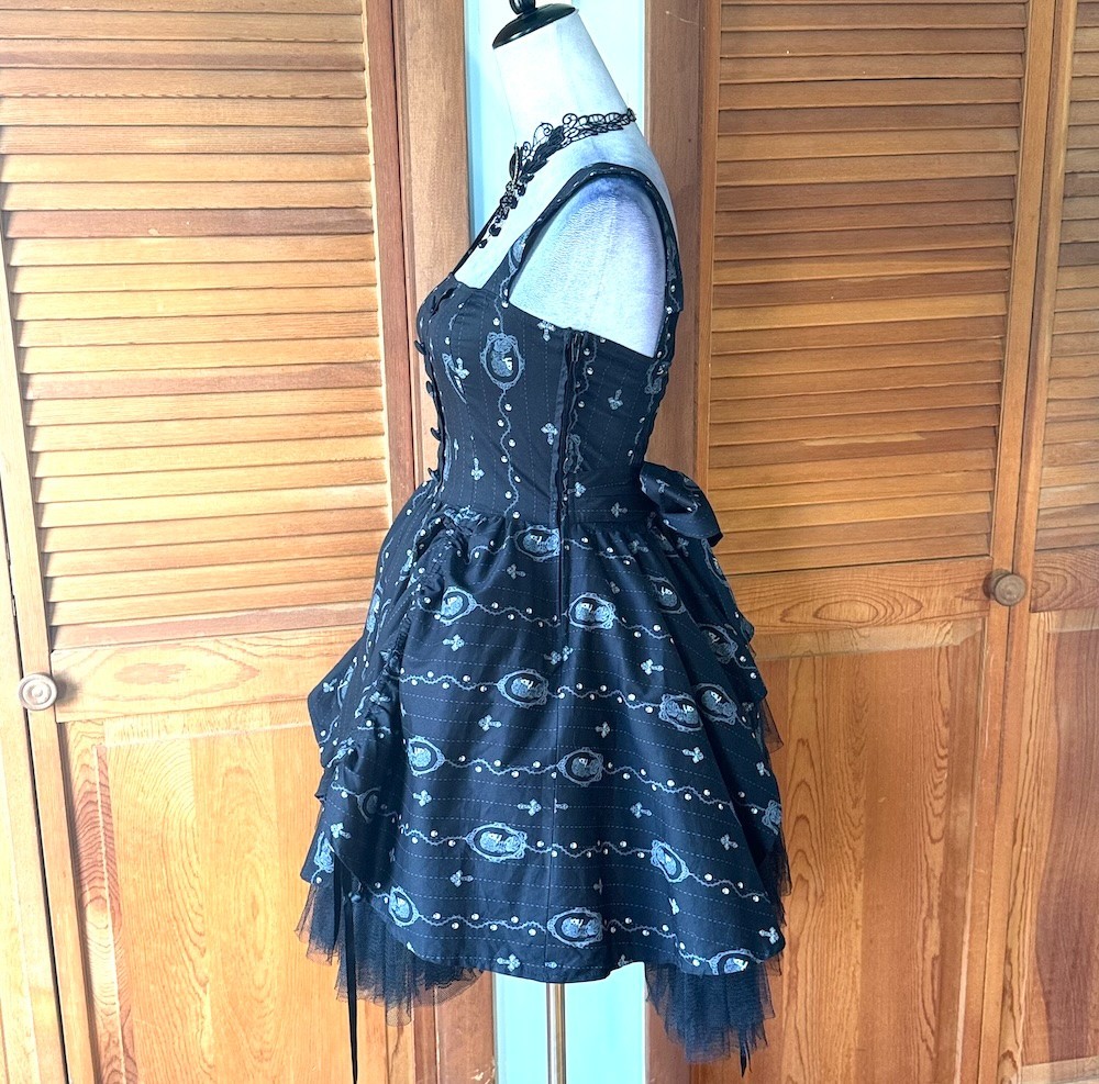 Spin Doctor Goth Lolita EGL Dead Princess Cameo Puffy Dress + Petticoat XS