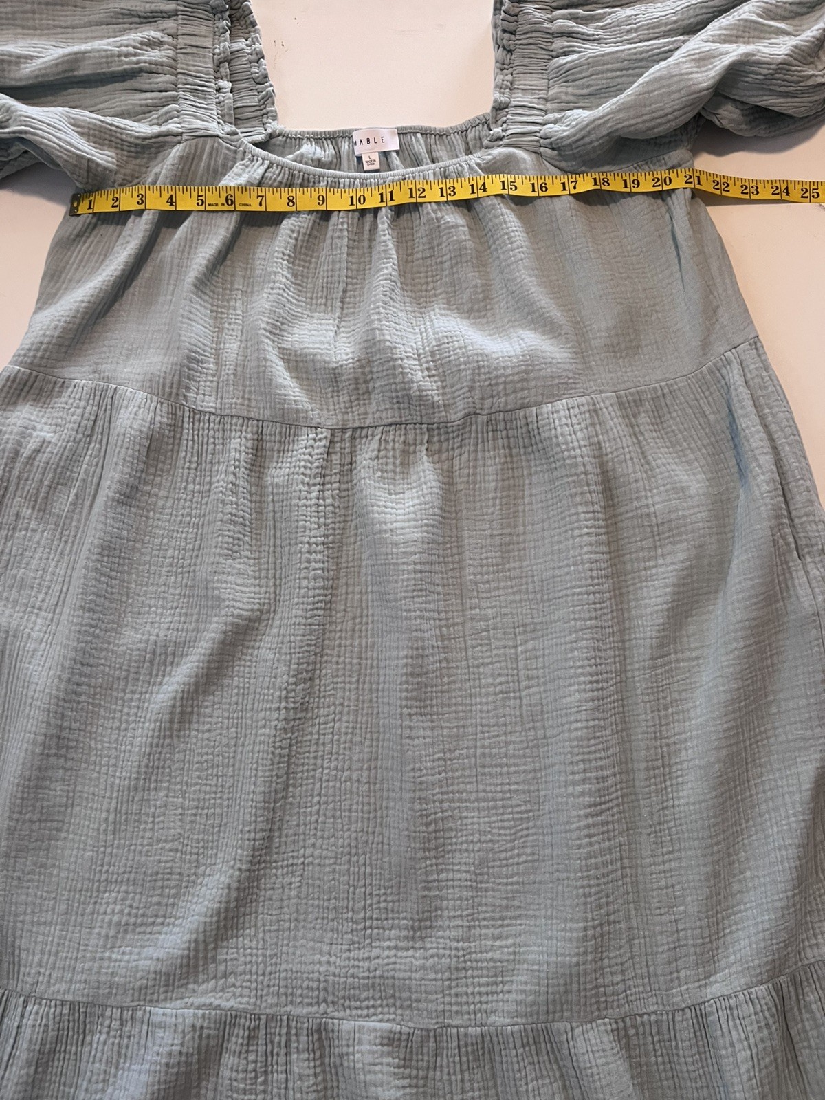 MABEL Puff Sleeve Prairie Scope Neckline Dress Cottage Core SZ Large