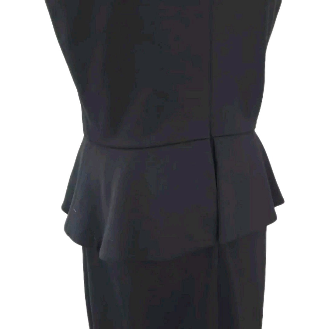 Hobbs London Peplum Sheath Dress UK 10 Ponte Knit Black Classic Sleeveless Women