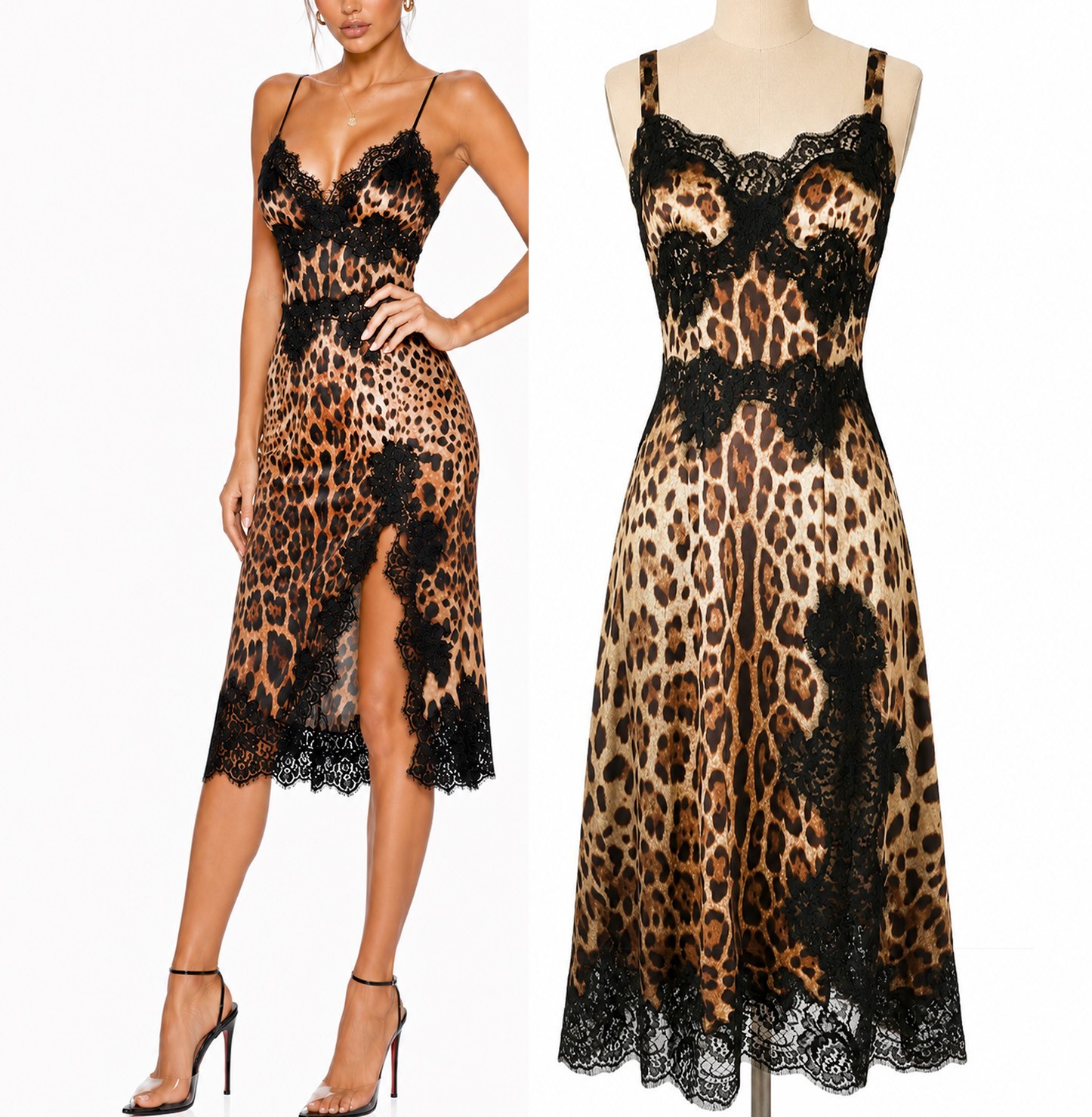 SALE! $4,200 DOLCE & GABBANA Silk Satin lace Dress size 44-46