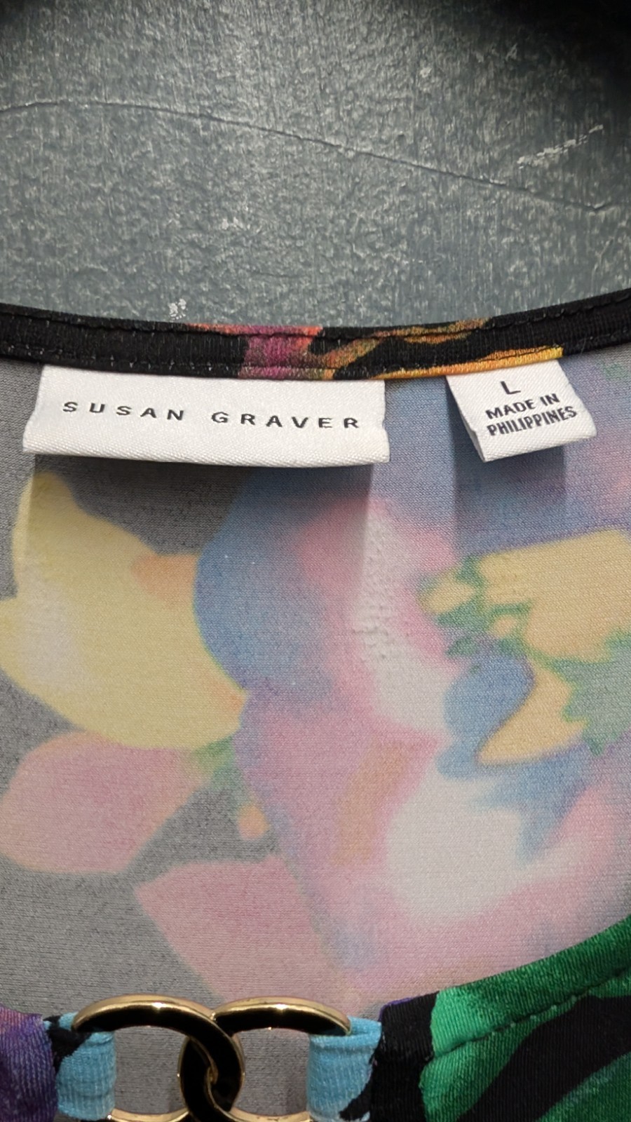 Susan Graver Liquid Knit Dress Large Black Floral Knee Length Pullover Stretch