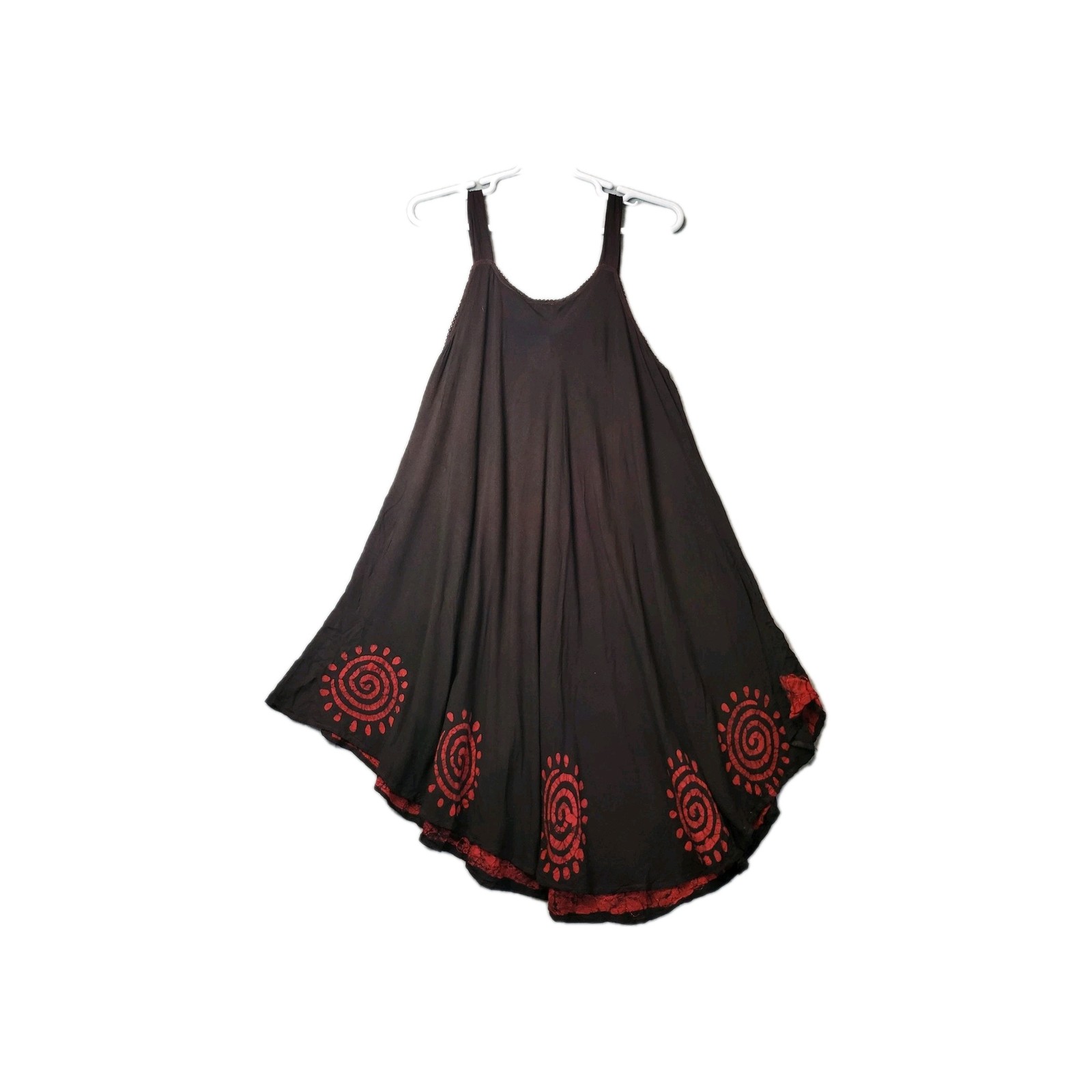 NWT Cute Options Chocolate Floral Embroidered Kaftan Tank Dress Womens Free Size