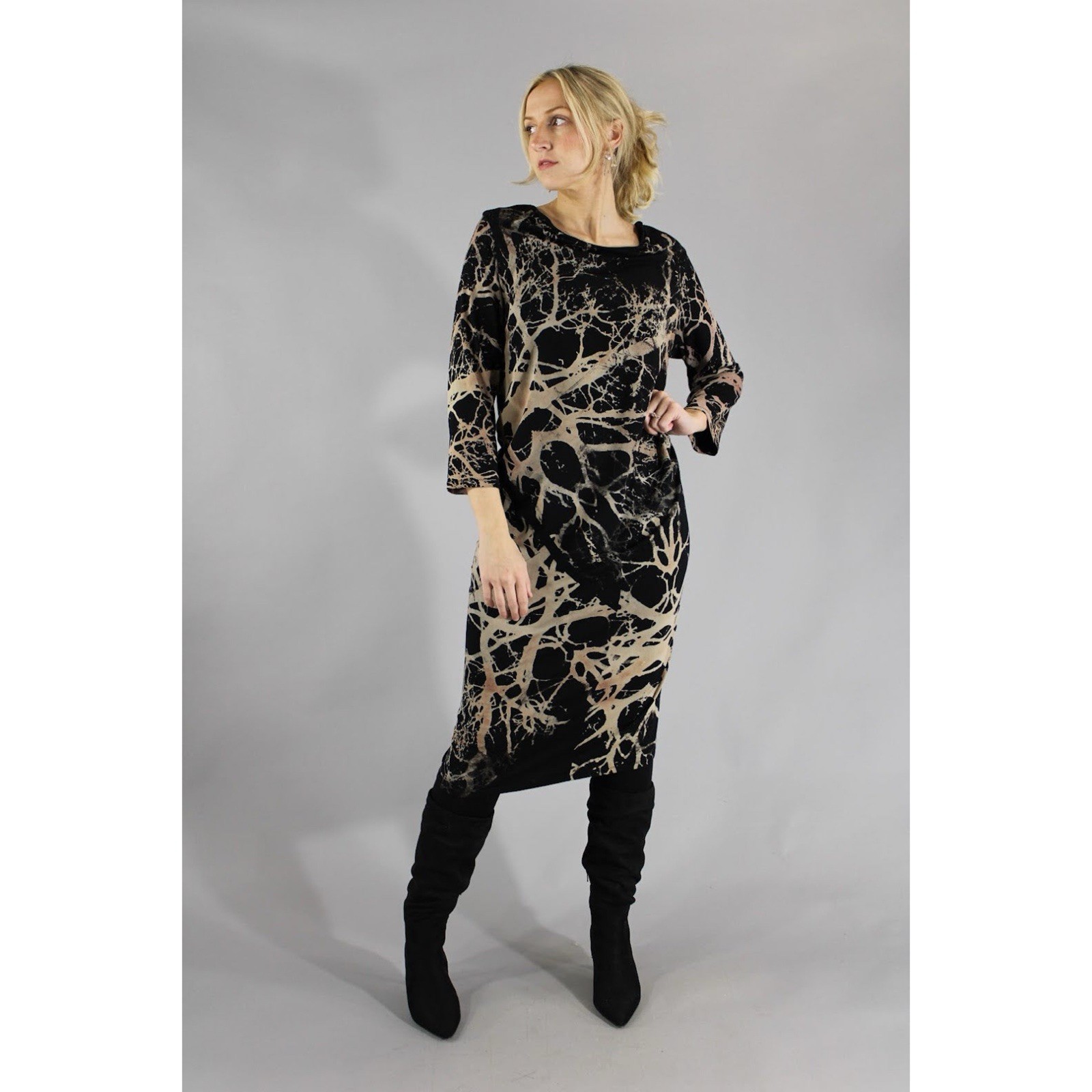 HEYNE BOGUT Archive Tree Asymmetrical Dress Women US Small Lagenlook Jersey Knit