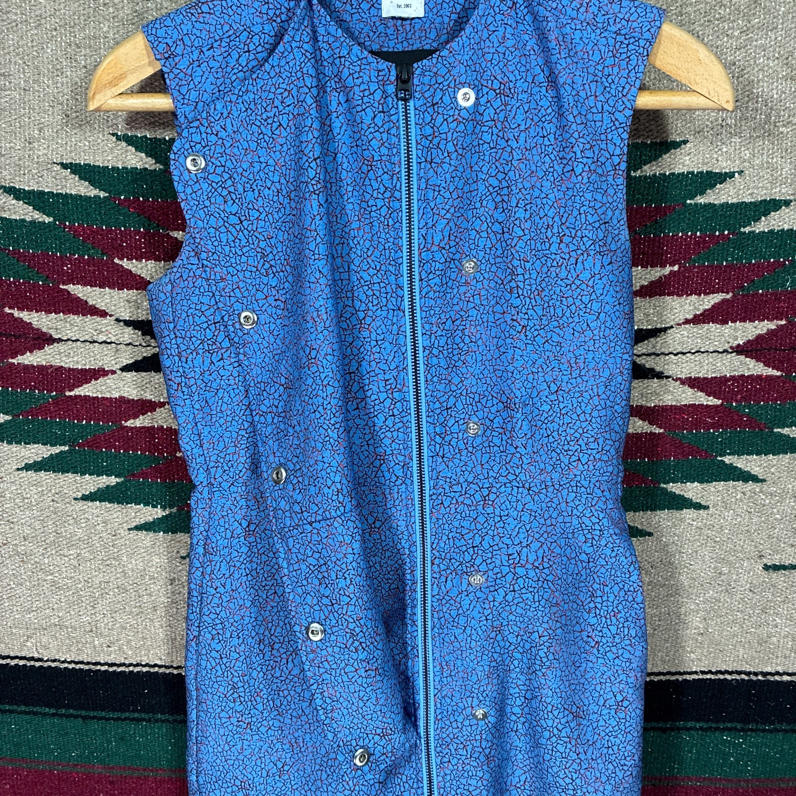Vintage Opening Ceremony Blue Patterned Midi Dress – Women’s Medium – Lined