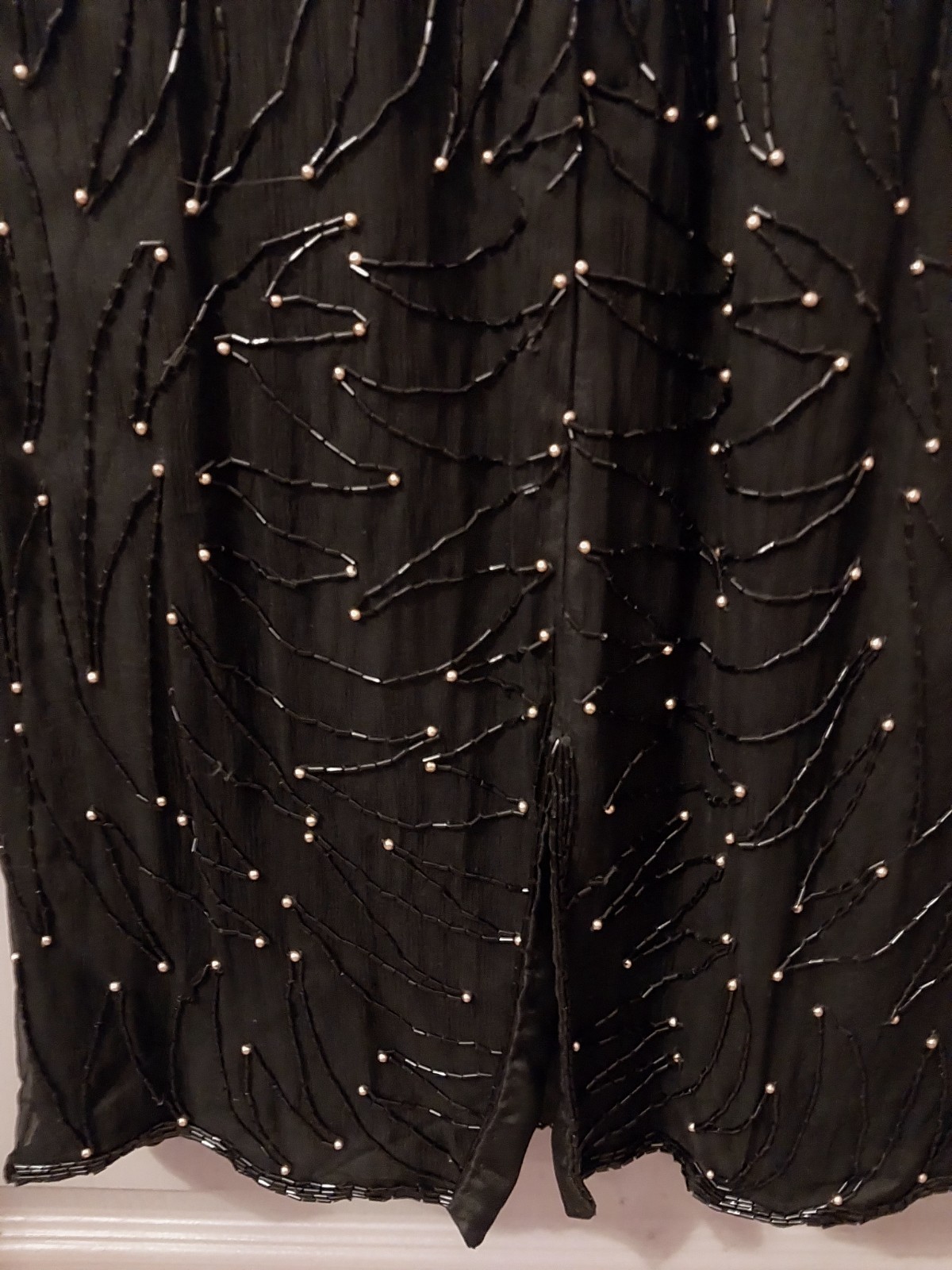 Vtg Laurence Kazar Beaded Sequin Cocktail Dress Size L Black Christmas NWT
