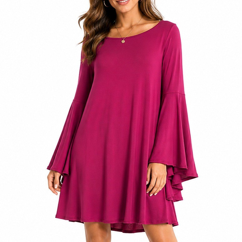 Got Style USA Bell Sleeve Dress Pink Magenta Swing Tunic Womens Medium