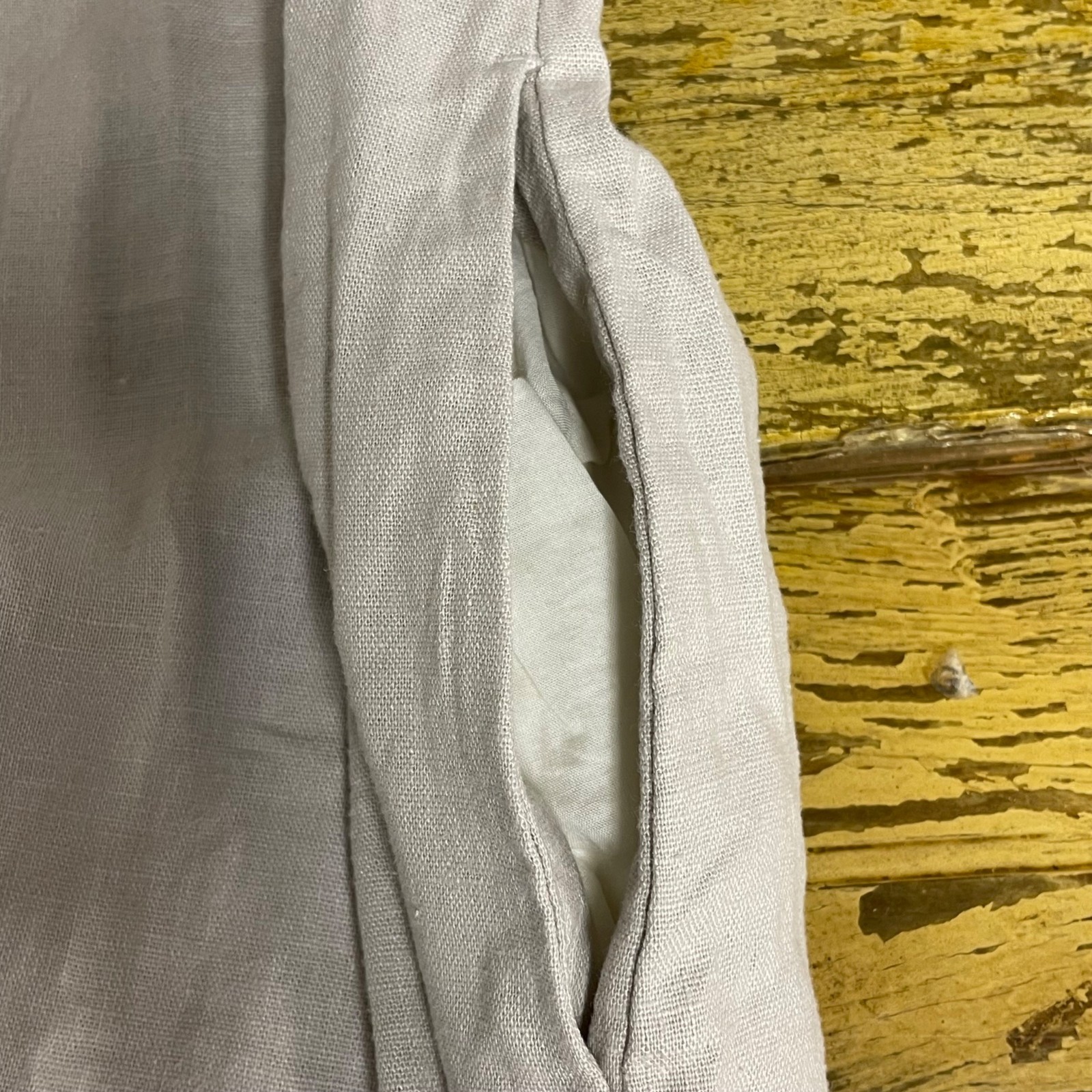J. Crew Factory Linen-Blend Shift Mini Dress Cream/Tan Sz 6 Minimalist Coastal