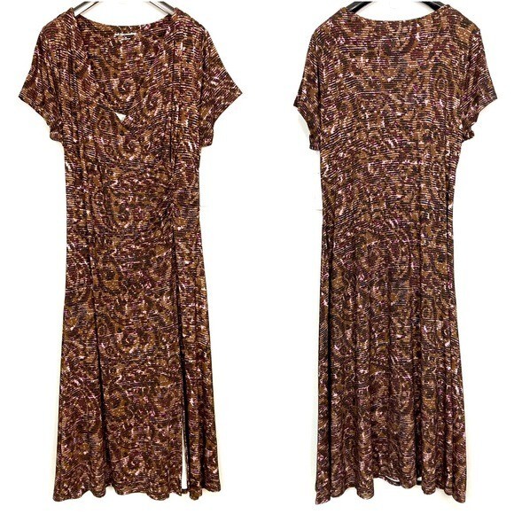 Soft Surroundings Caity Maxi Dress Women’s Size 2X Faux Wrap Stretch Jersey Knit