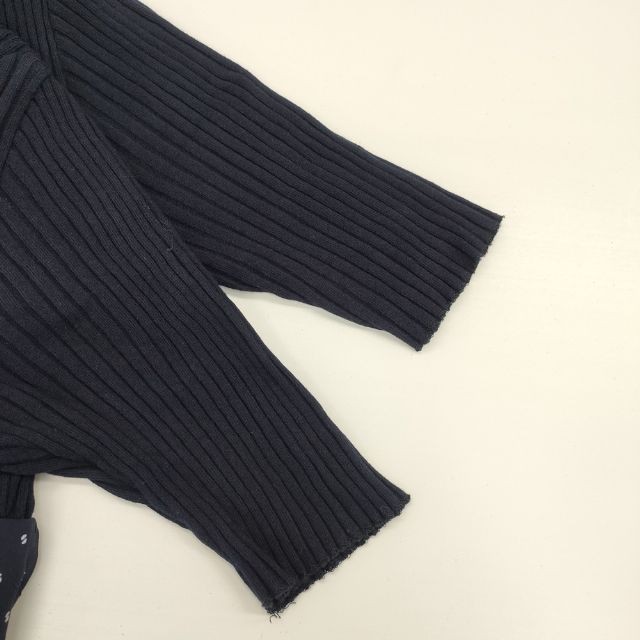Brahmin Mixed-material pattern rib knit short sleeve top dress Navy 6-0701S∞