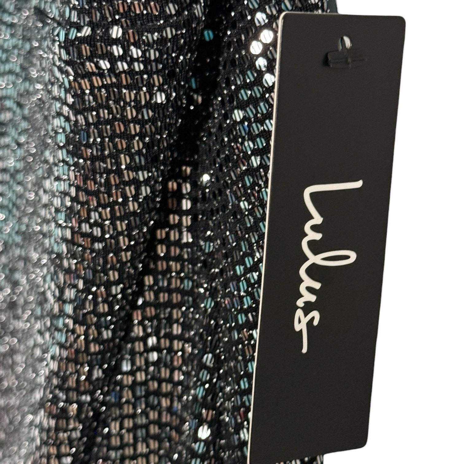 NWT Lulus Metallic Bodycon Mini Dress Black Size L Party Event New Year Silver