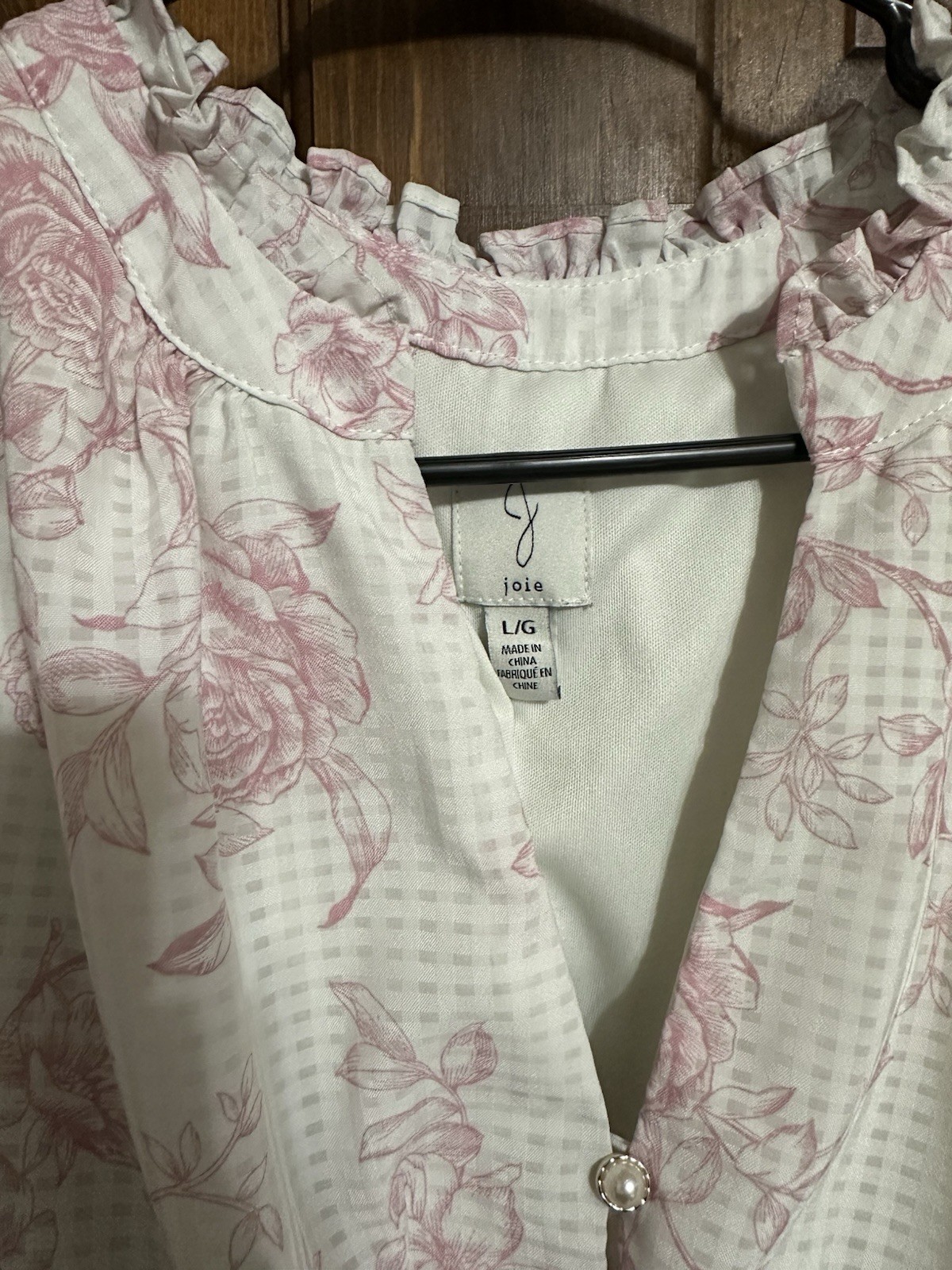 Joie Women’s Pink and Cream Floral Print Mini Dress Size Large Long Sleeve Boho