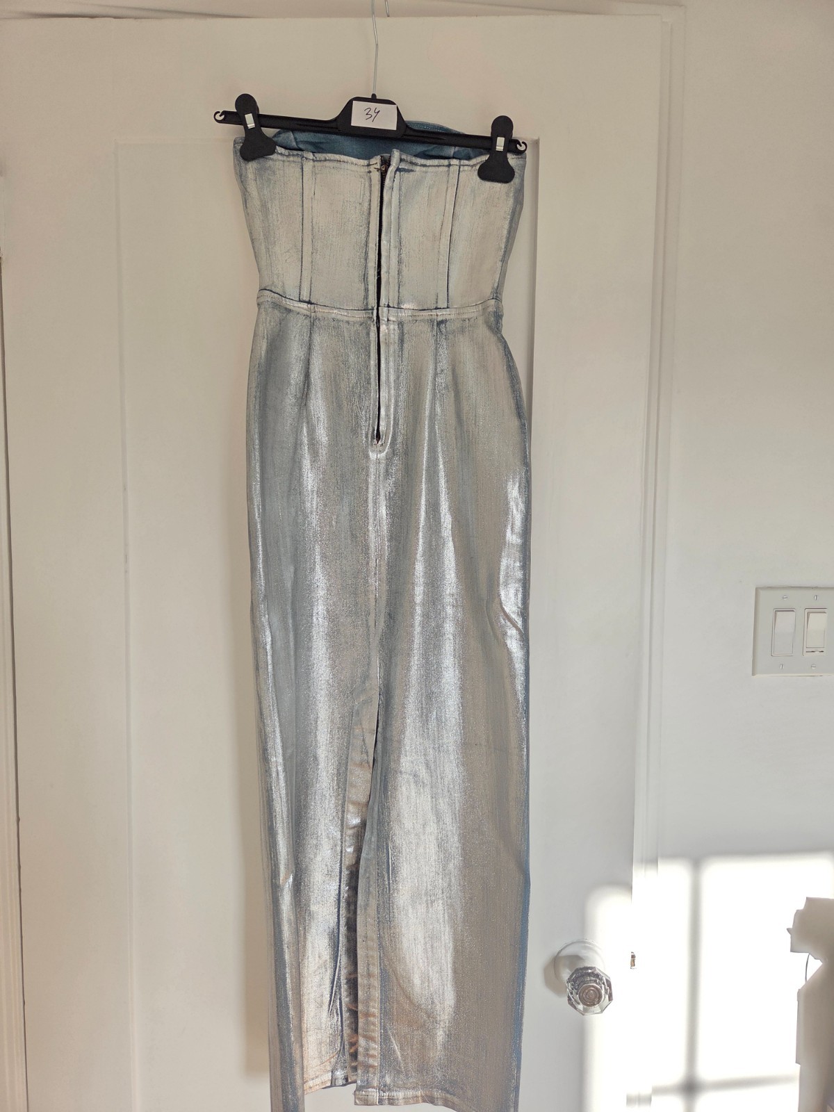 Demin silver coated long-length tube DRESS by Reformation size 2