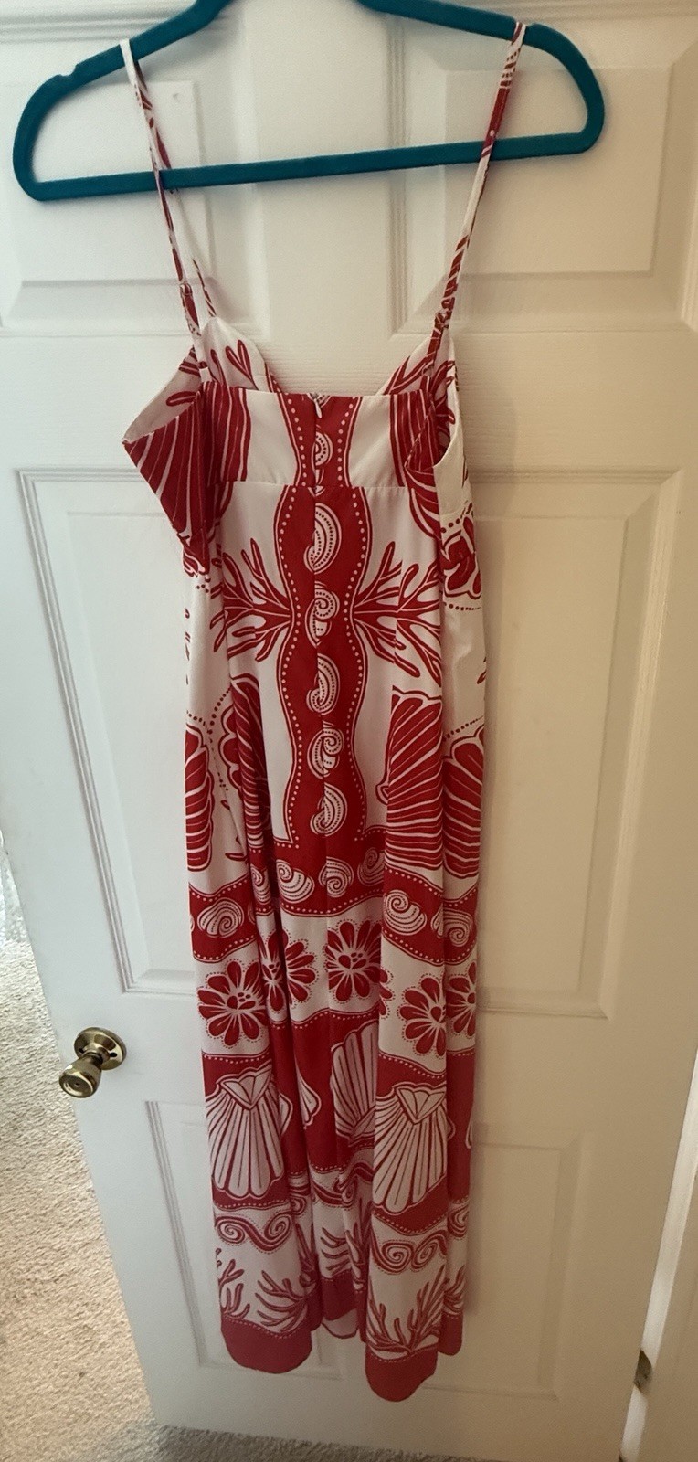NWOT Like My Choice Red & White Tropical Shell/coral Print Maxi Beach Dress Sz L